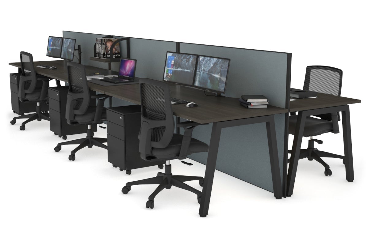 Horizon Quadro 6-Person Office Bench Workstation with Cable Management - 1600mm x 800mm (63
