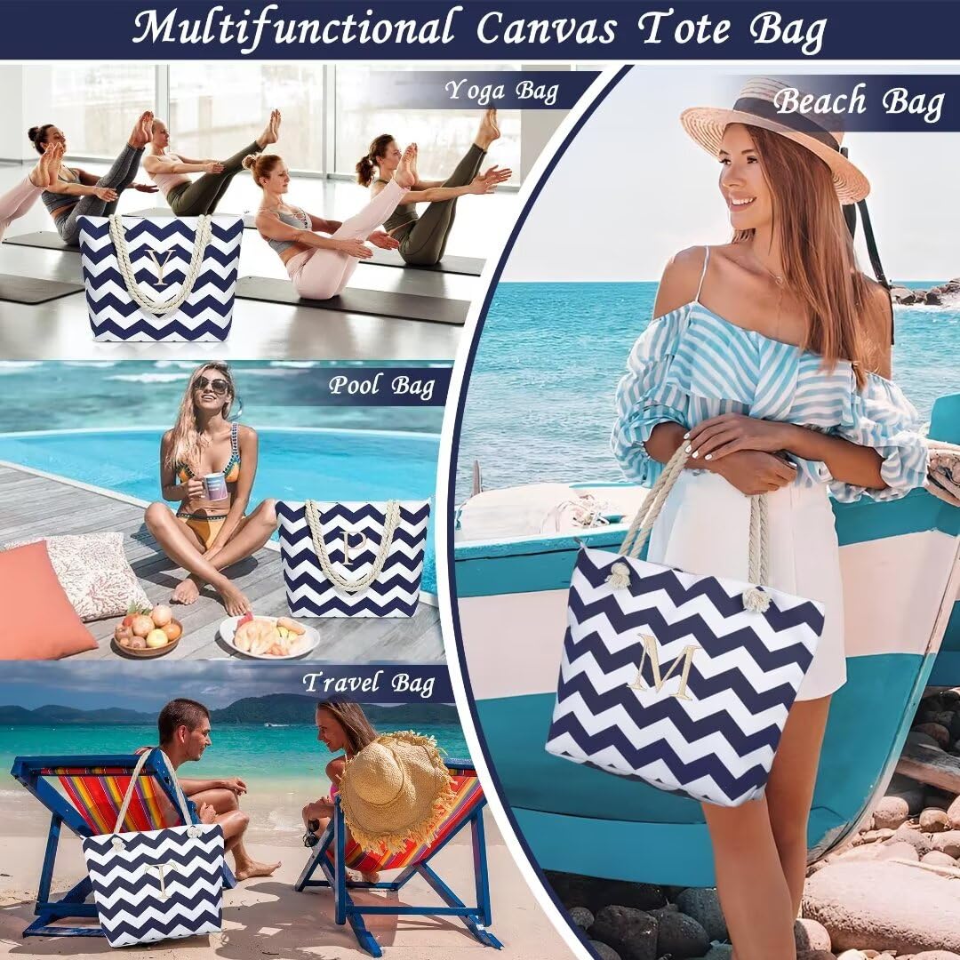 Personalized Waterproof Beach Tote Bag with Makeup Pouch - Perfect for Women's Birthday Gifts & Travel
