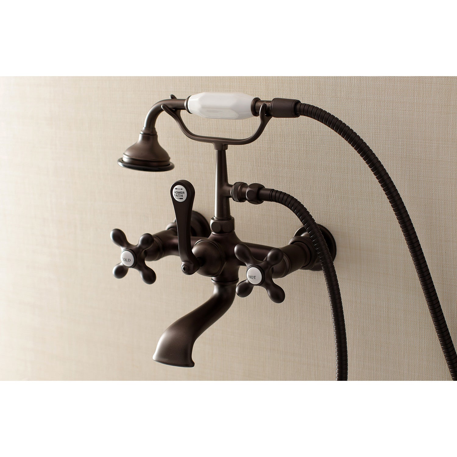 Vintage Clawfoot Tub Faucet with Hand Shower - Oil Rubbed Bronze 3-Handle Wall Mount Bathroom Fixture for Antique & Classic Style Bathrooms | Perfect for Spa, Soaking, and Relaxation