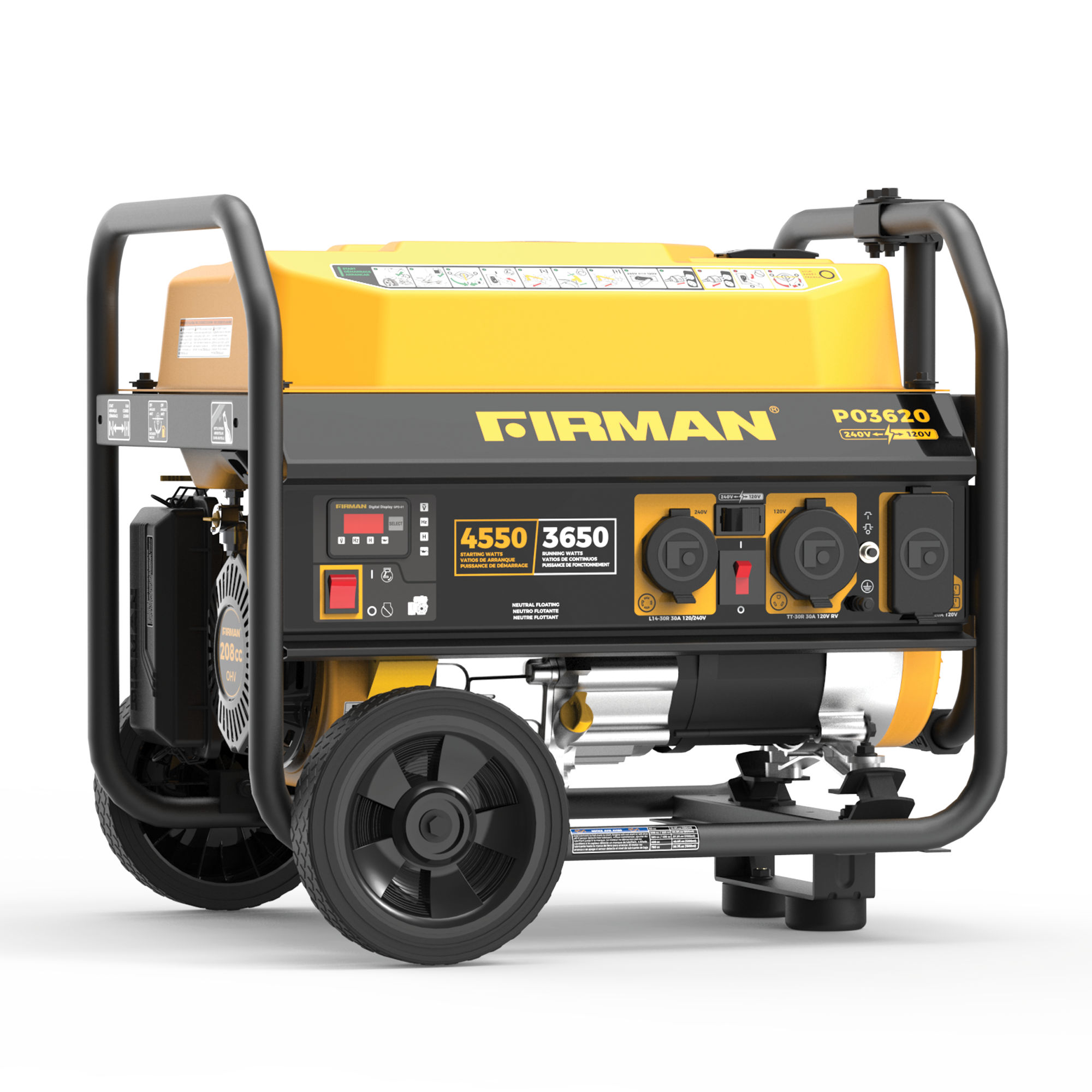 4550W Portable Gas Generator with Recoil Start - 120/240V Dual Voltage for Camping, Emergency Power & Outdoor Events
