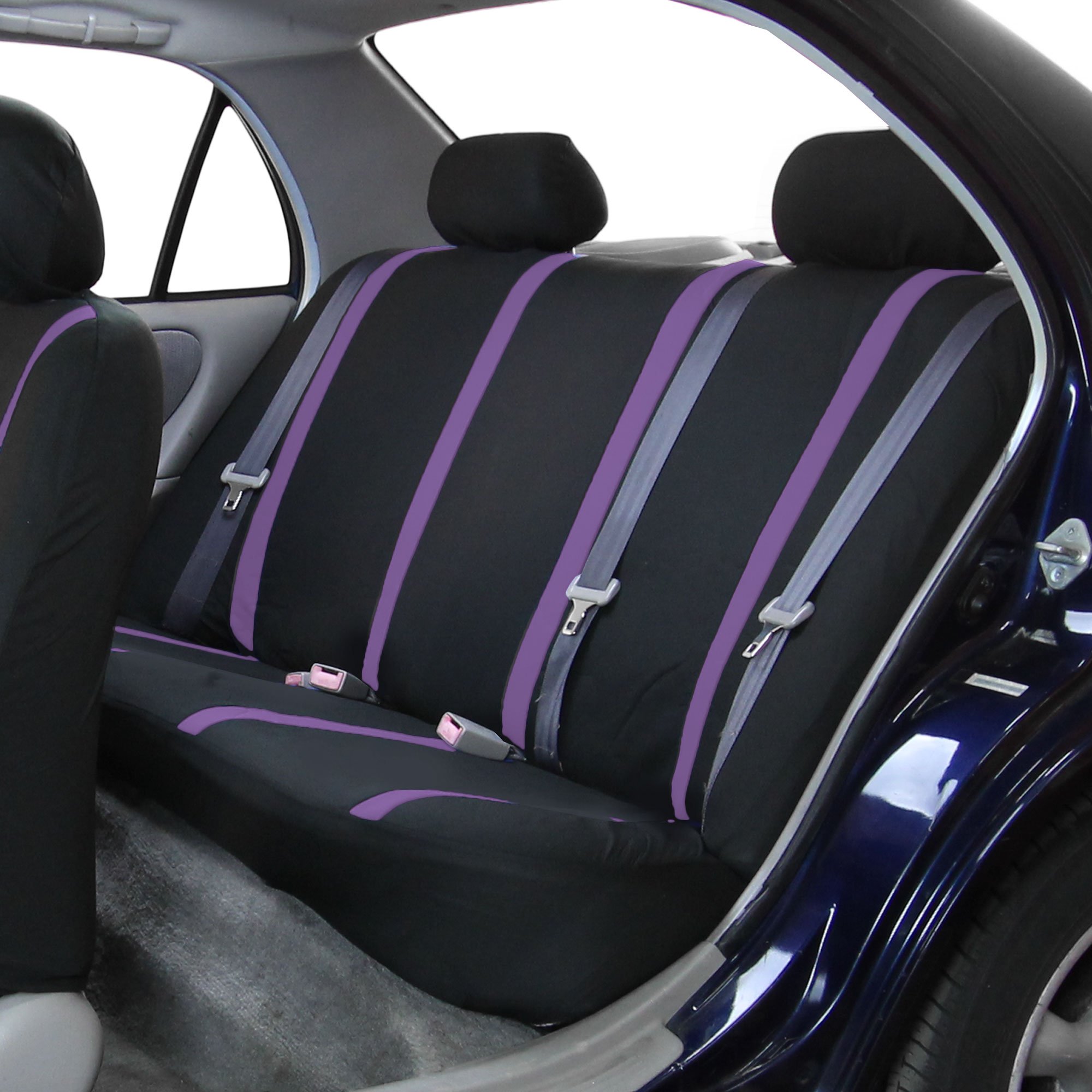 FH Group Universal Fit Car Seat Covers Full Set - Breathable Cloth Seat Protectors for SUV, Sedan & Van | Low Back Front & Solid Back Seat Covers | Machine Washable Purple Auto Accessories | Perfect for Daily Commute, Road Trips & Family Travel