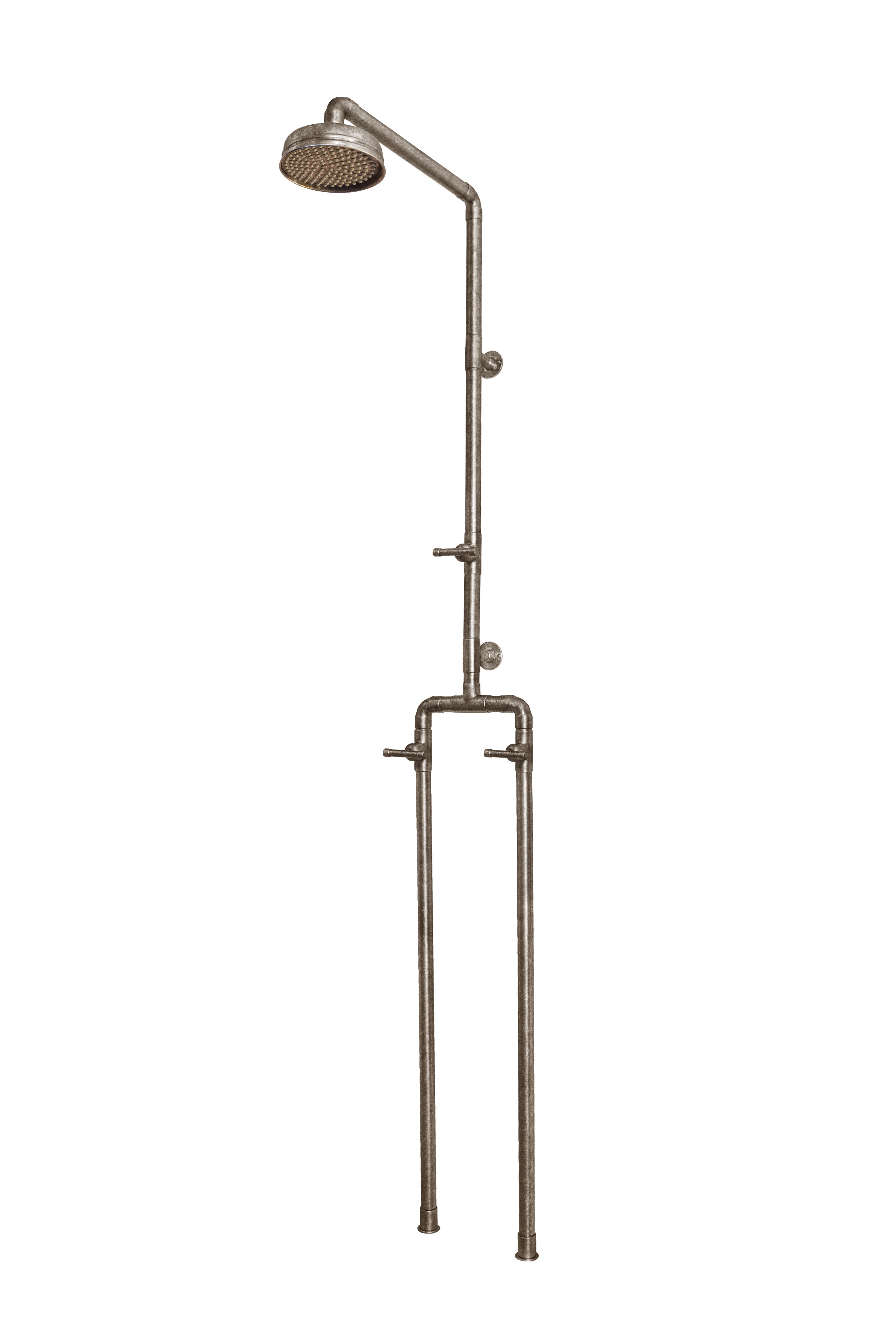 Premium Floor Mount Exposed Shower System with Adjustable Rainhead - Luxury Bathroom Upgrade for Spa-Like Experience