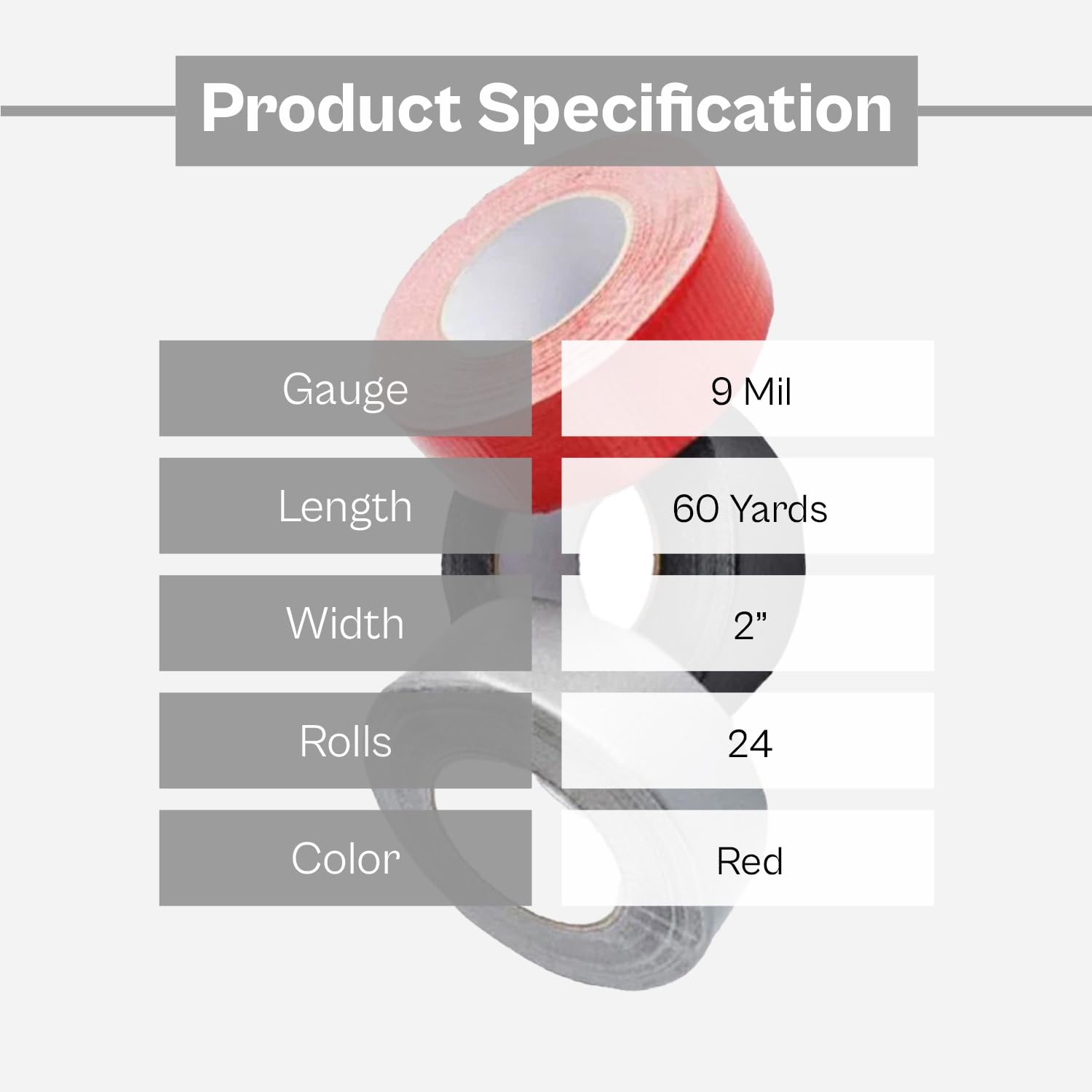 MMBM Heavy Duty Red Duct Tape - 2 Inch x 60 Yards (24 Pack) | 9 Mil Thick Industrial Strength Adhesive for Repairing, Sealing & Patching | Perfect for Home Repairs, HVAC Work & Emergency Fixes