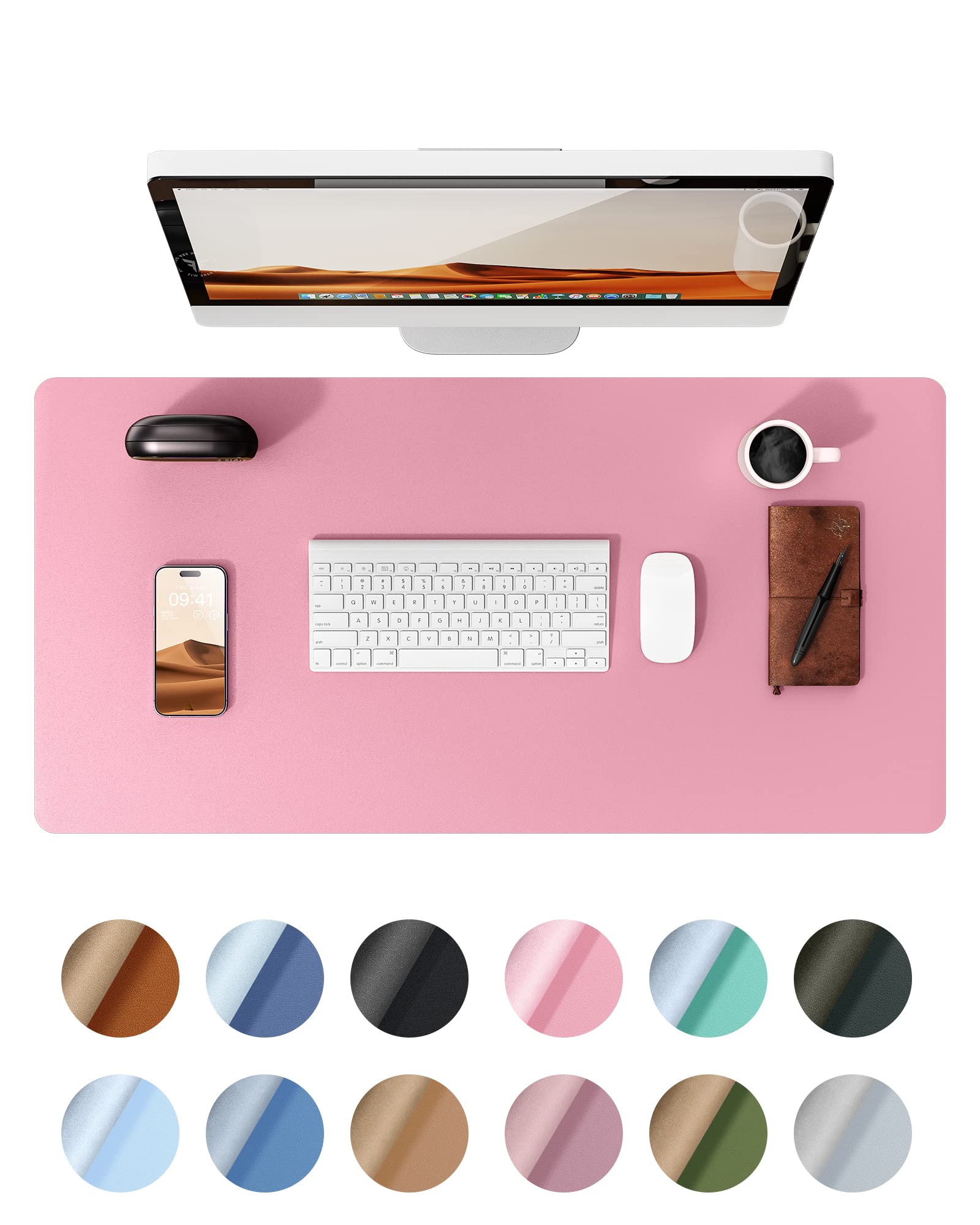 YSAGi Large PU Leather Desk Pad Protector - Non-Slip Mouse Pad & Laptop Mat, Waterproof Writing Surface for Office & Home (23.6