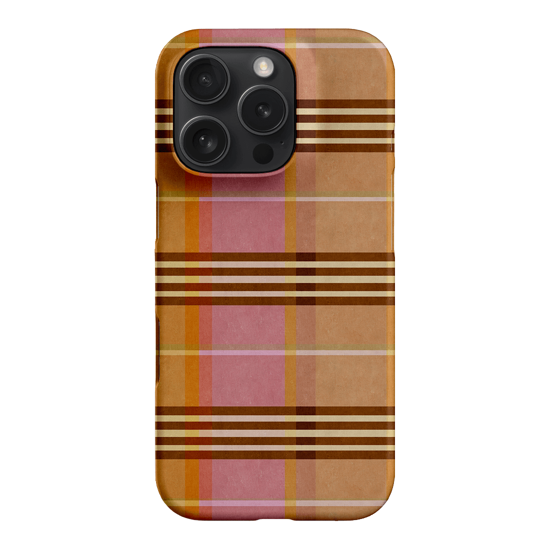 Peachy Plaid Phone Case for iPhone 15/14/13/12/11 Pro Max - Cute Tartan Pattern Protective Cover with Shockproof Design - Perfect for Everyday Use, Travel & Fashion Accessories