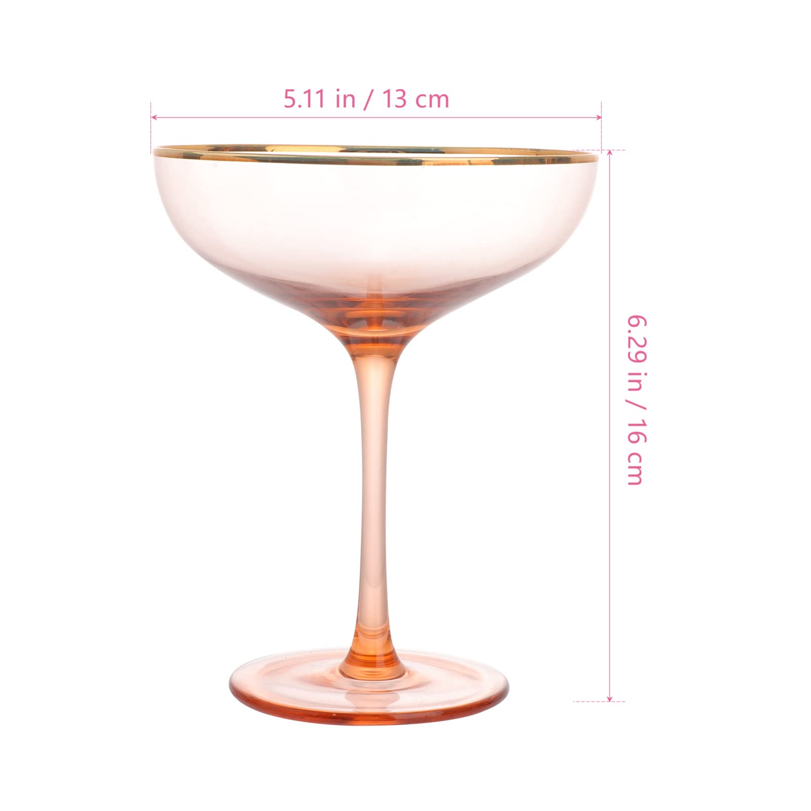 11 Oz Clear Glass Margarita Glasses - Set of 4 Crystal Highball Cocktail Cups for Frozen Drinks, Pink Coupe Bar Glasses (320ml) - Perfect for Parties, Weddings & Home Bars