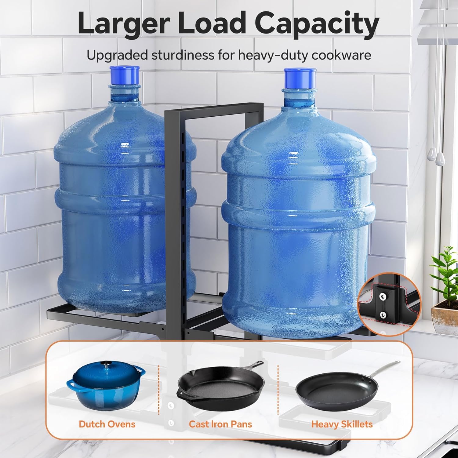 8-Tier Heavy Duty Pots and Pans Organizer Rack - Adjustable Kitchen Cabinet Storage for Dutch Ovens, Cast-Iron Pans & Lids - Space-Saving Under Cabinet Solution for Organized Pantry & Clutter-Free Cooking
