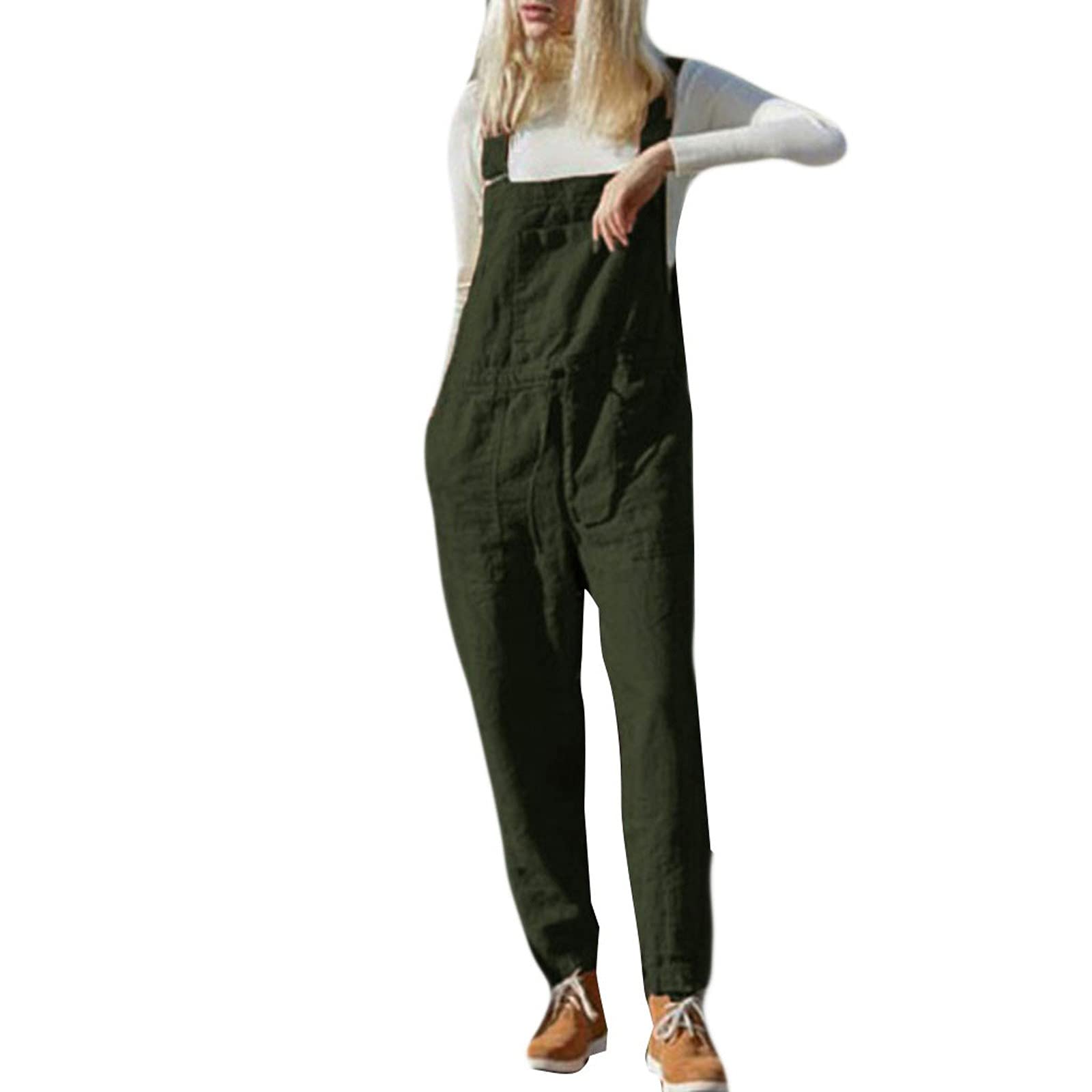 UODSVP Women's Summer Romper Jumpsuit - 2022 Fashion Cotton Hemp Overalls, Casual Solid Color Outfit - Perfect for Beach Vacation, Outdoor Activities & Daily Wear