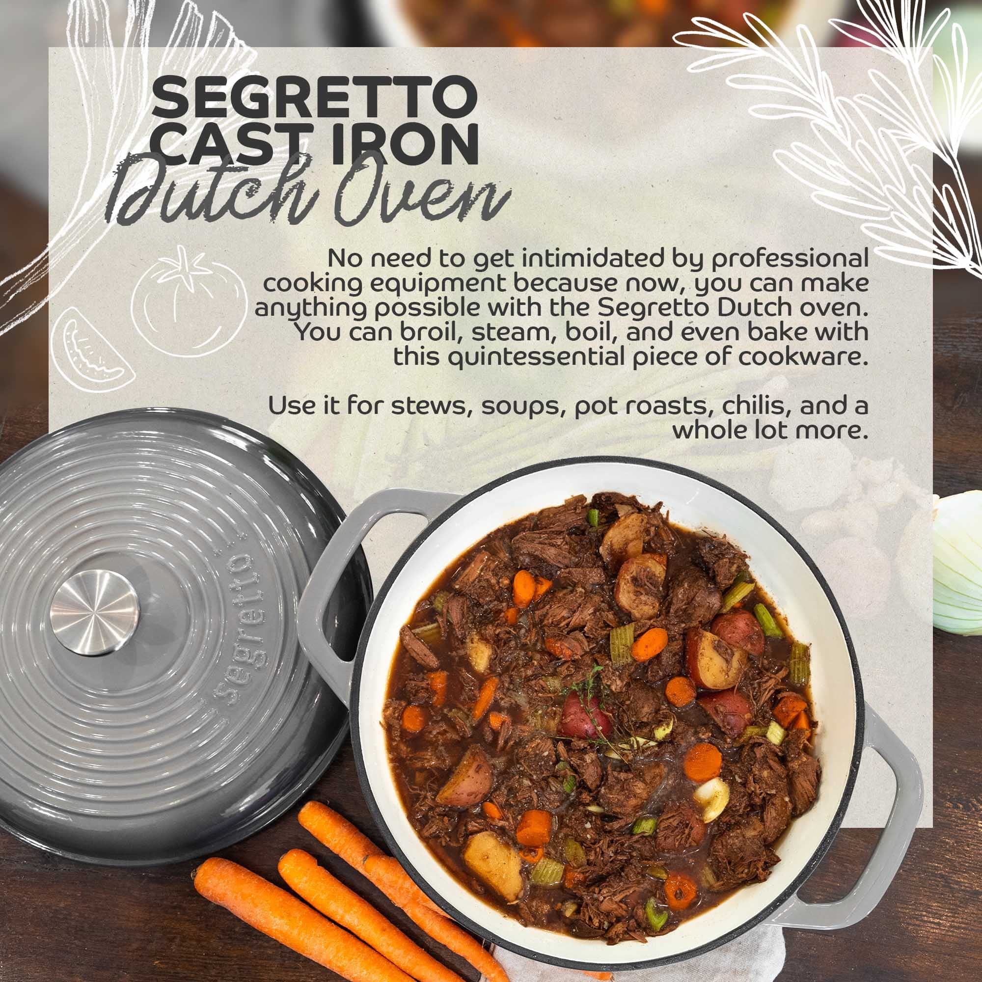 Premium 4.57 Qt Enameled Cast Iron Dutch Oven with Lid - Black (Nero) - Oven & Stovetop Safe Cookware for Baking Bread, Soups, Stews & Braising - Perfect for Home Chefs & Camping