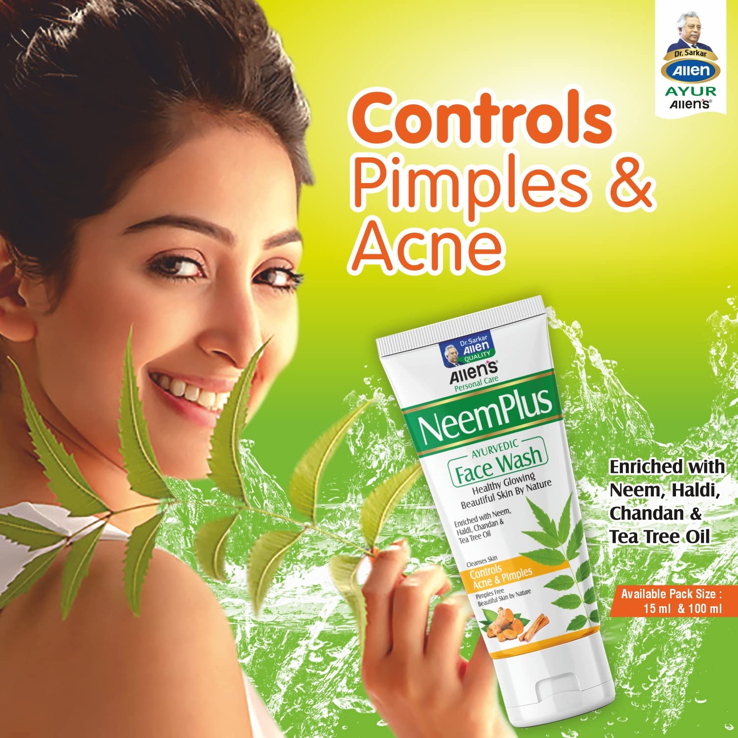 NeemPlus Ayurvedic Face Wash (100ml X 2) - Natural Acne Treatment & Skin Cleanser for Oily & Sensitive Skin | Gentle Daily Face Wash to Remove Dirt, Pollution & Impurities | Perfect for Morning & Night Skincare Routine