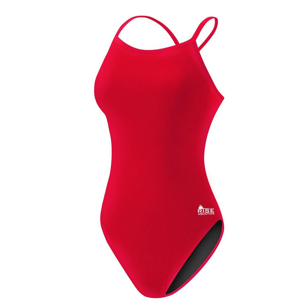 Rise Solid Poly X-Back Sports Bra (Size 28, Red) - High Support Workout Top for Running, Yoga & Gym Fitness