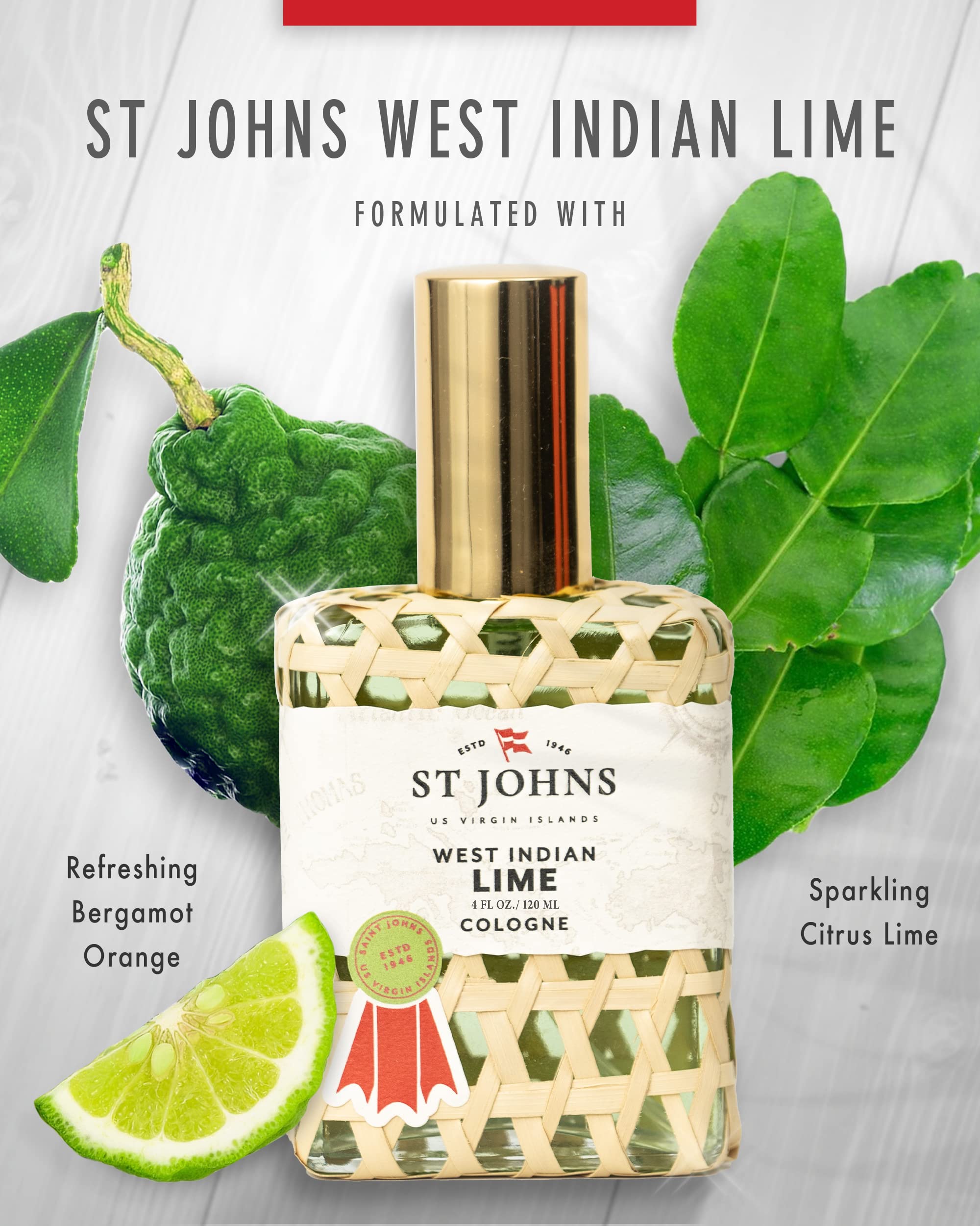 St Johns West Indian Lime Cologne for Men - 4 oz Refreshing Citrus Fragrance Spray | Caribbean-Inspired Cologne for Everyday Wear & Special Occasions