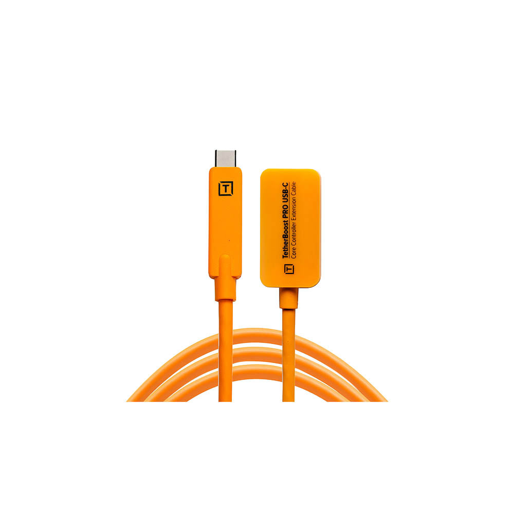 TetherBoost Pro 5m (15ft) USB C to USB C Extension Cable for Gaming Controllers - High Visibility Orange - Perfect for PS5, Xbox & PC Gaming Setups