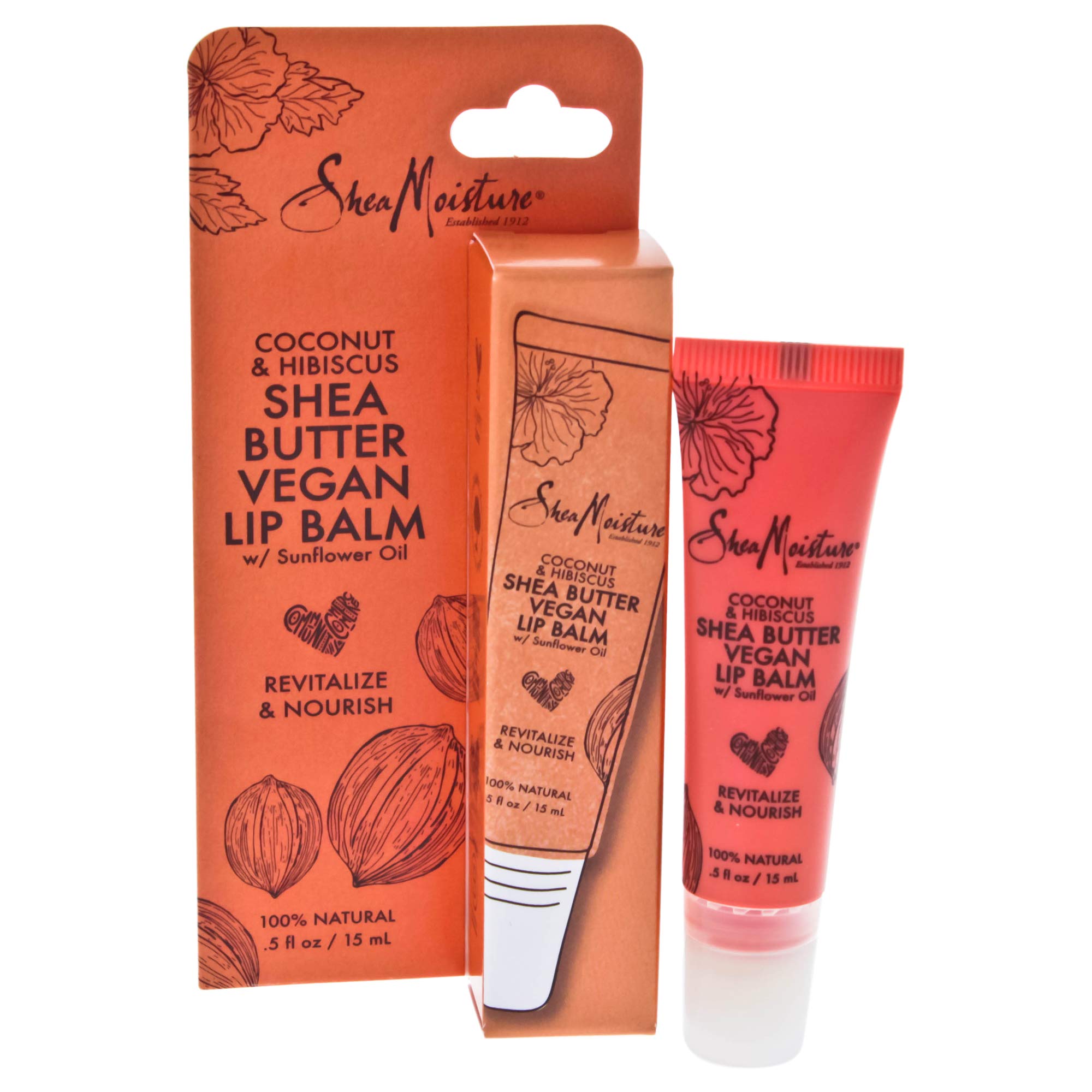Shea Moisture Coconut & Hibiscus Shea Butter Lip Balm - 15ml Hydrating Lip Care for Dry & Chapped Lips - 1 Unit - Perfect for Winter Skincare & Daily Moisturizing