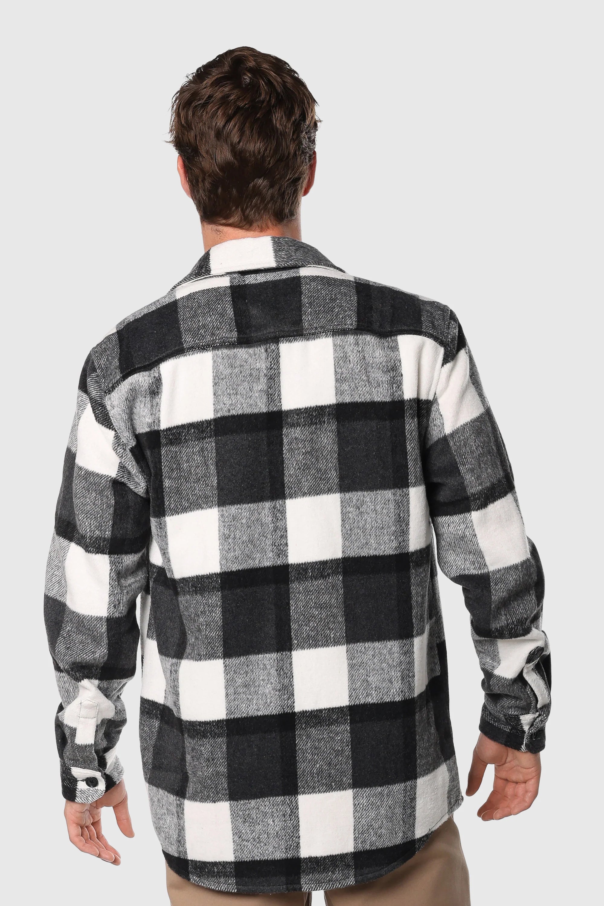 Men's Plaid Overshirt Jacket - Black | Stylish Casual Shacket for Fall & Winter Layering | Perfect for Outdoor Activities, Work & Everyday Wear