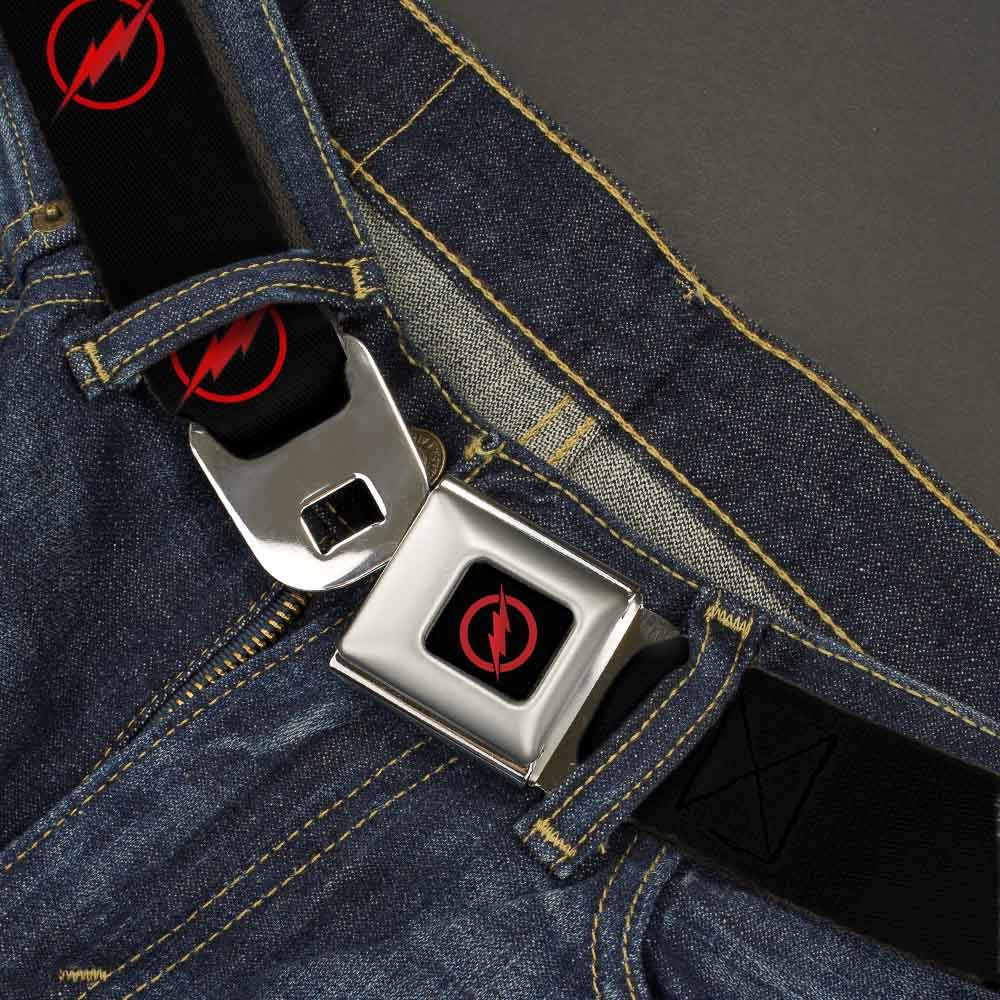 DC Comics Reverse Flash Logo Belt - Adjustable Seatbelt Buckle Strap (32-52 Inches) for Cosplay, Halloween & Superhero Costume Accessories