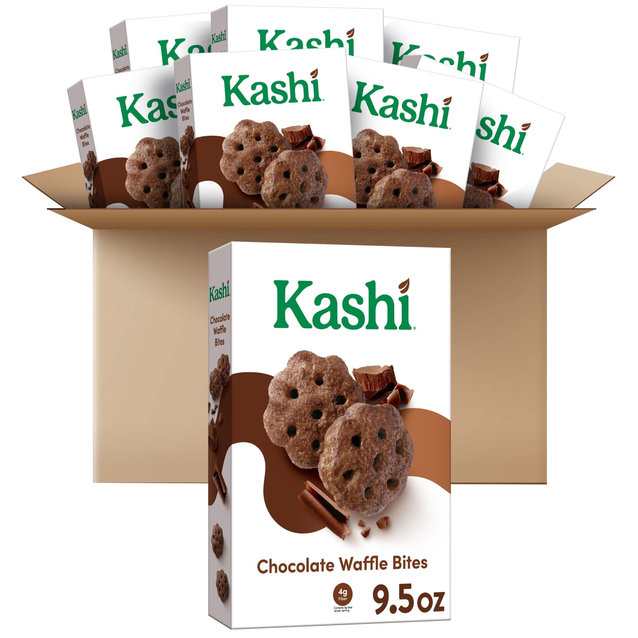 Kashi Vegan Breakfast Cereal - Whole Grain Chocolate Waffle Bites, 8 Pack | Organic Morning Meal & Healthy Snack for Kids & Adults | Perfect for Quick Breakfast, Office Snacking & On-the-Go Nutrition