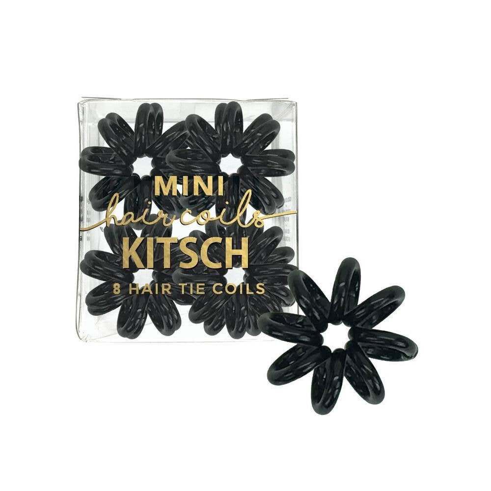 Mini Spiral Hair Ties 8 Pack - Black No Damage Hair Bands for Women & Girls | Perfect for Ponytails, Braids, Workouts & Everyday Use