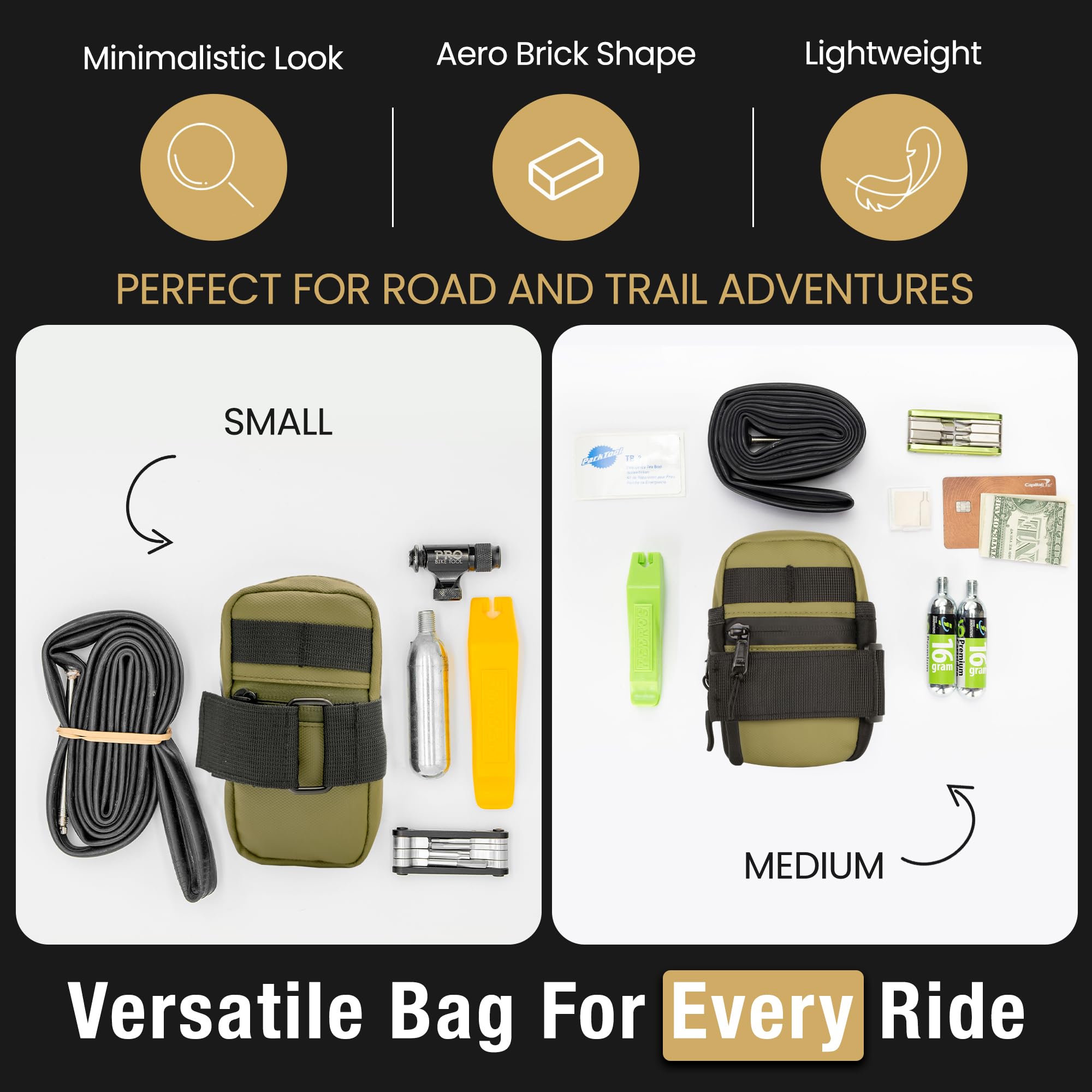 Lumiere & Co. Waterproof Bike Saddle Bag - Compact Under Seat Bicycle Storage for Road & Mountain Bikes - Perfect for Cycling, Commuting & Outdoor Adventures