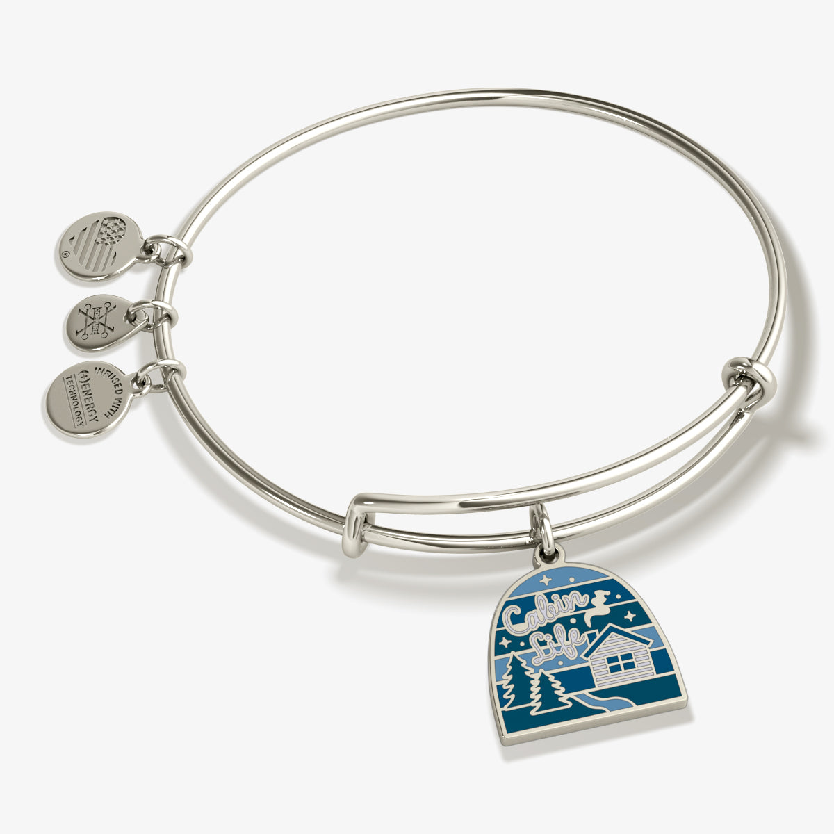 Elegant 'Cabin Life' Charm Bangle Bracelet for Women - Perfect for Outdoor Adventures, Camping Trips & Nature-Inspired Jewelry Collection
