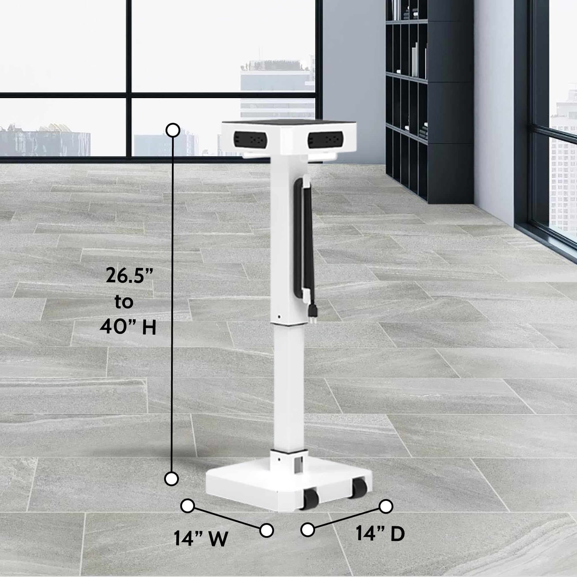 Offex White Mobile AC and USB Charging Tower - Fast Charging Station for 16 Devices | Perfect for Home, Office, and Travel Use