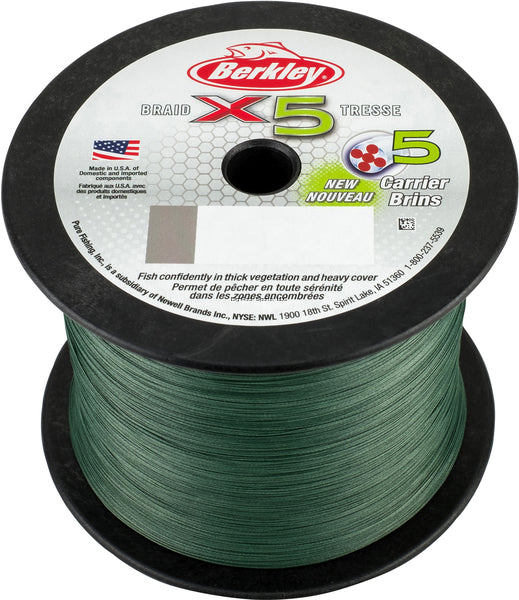 Berkley X5 Braid 5 Carrier High Strength Braided Fishing Line - Premium Saltwater & Freshwater Fishing for Bass, Trout, and Walleye