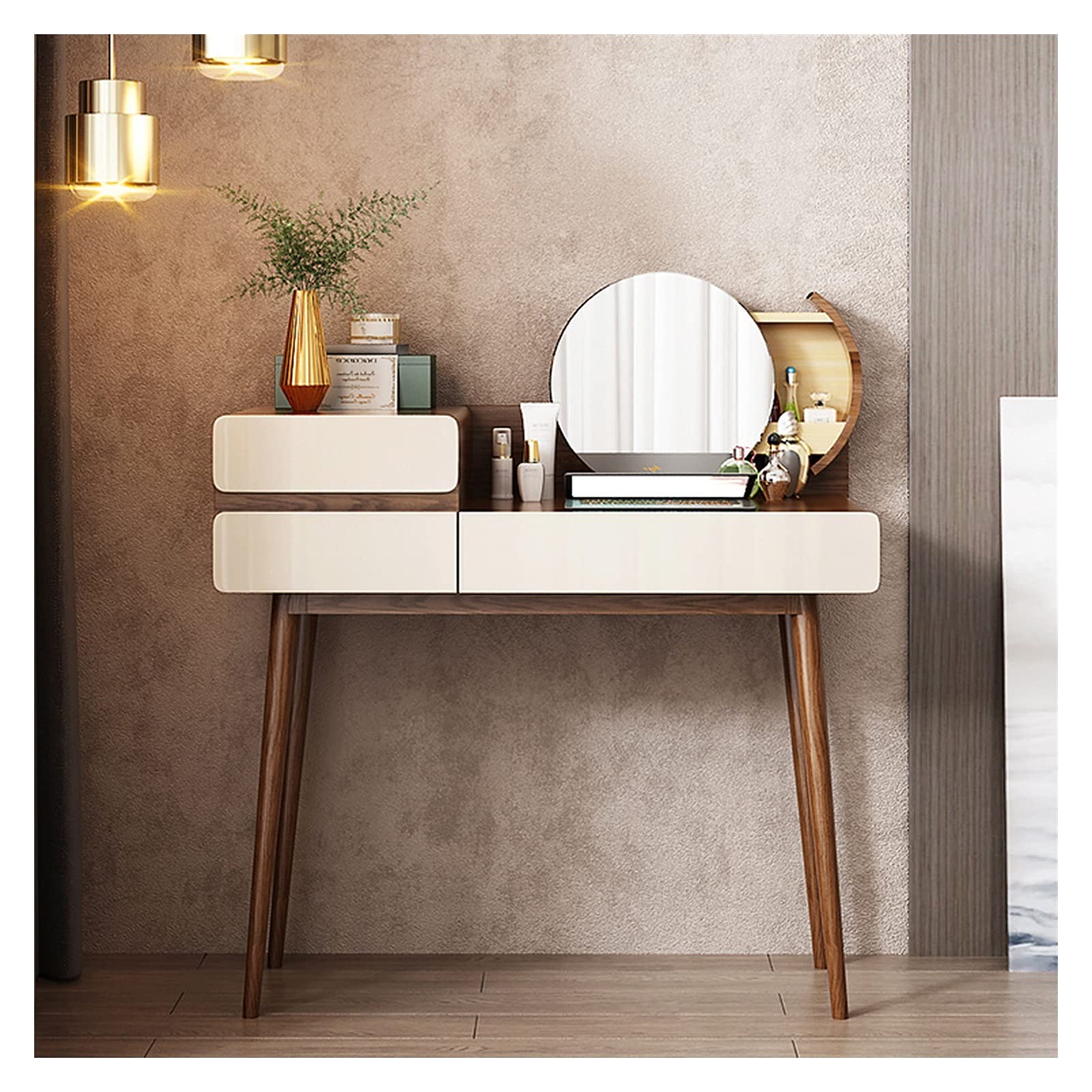 Vanity Table Set with Mirror & 3 Drawers - Makeup Dressing Table for Bedroom, Home Office | Multifunctional Dresser for Girls & Women | Perfect for Cosmetics Storage & Beauty Routine Organization