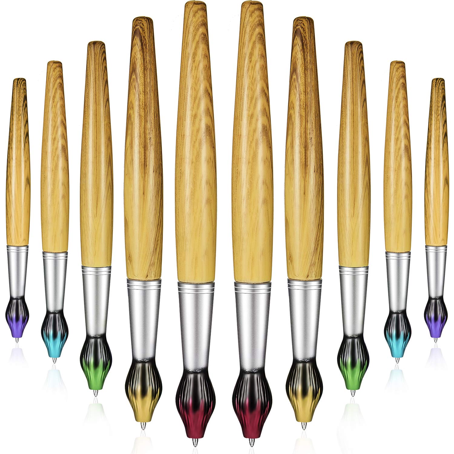 Eco-Friendly Bamboo Brush Ballpoint Pen - Retractable Paintbrush Ink Pen Set for Art, Calligraphy, School & Office Use - Unique Gift for Christmas, Halloween, New Year (10-Pack) - Perfect for Artists, Students & Creative Writing