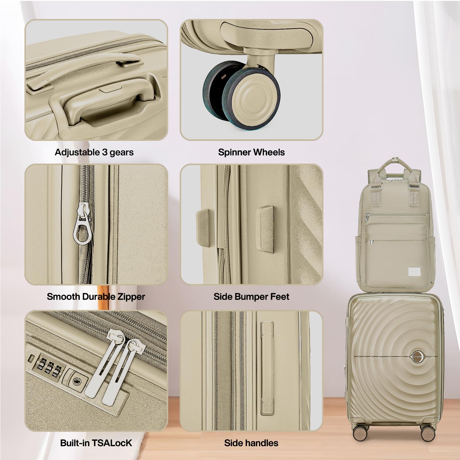 3-Piece Lavender Hardshell Luggage Set - 20