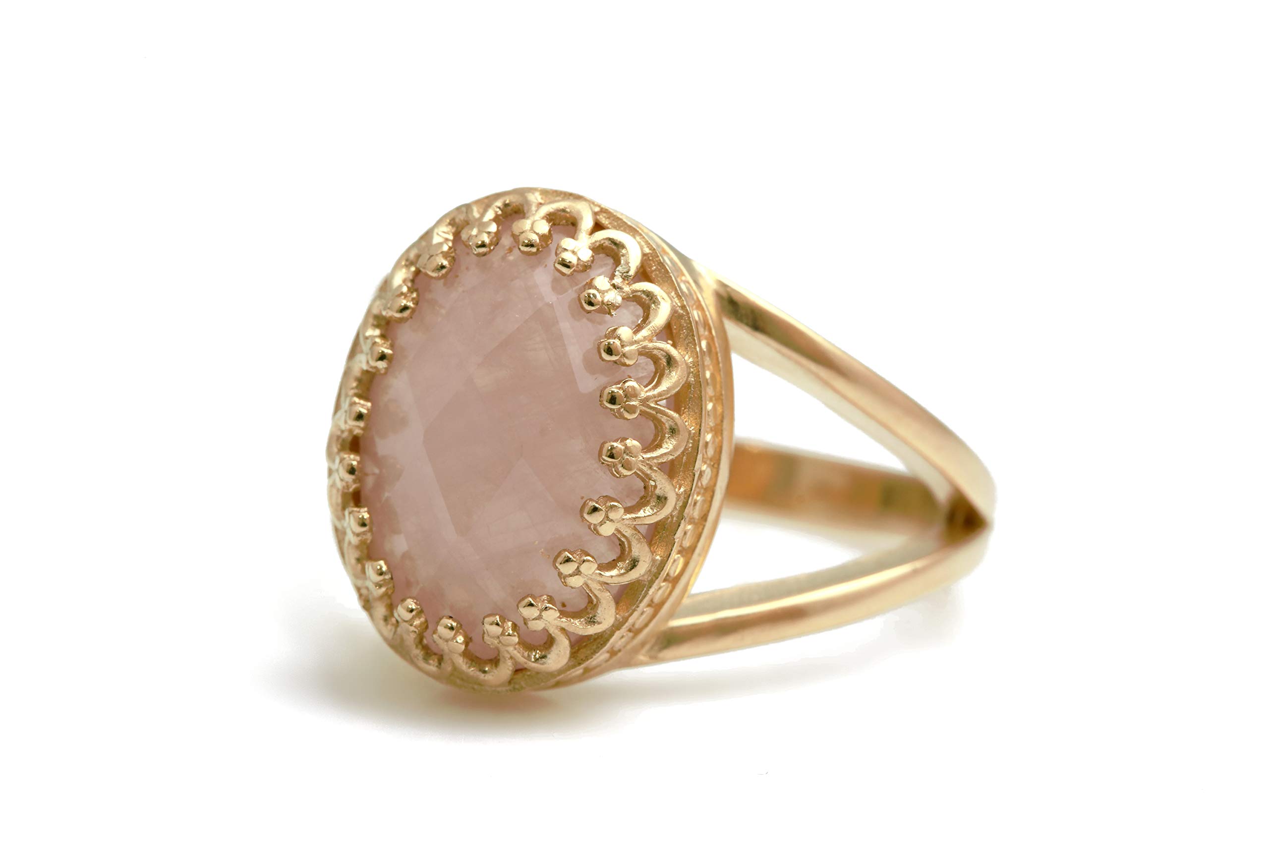 14K Rose Gold-Filled Rose Quartz Ring - Handmade Birthstone Jewelry for Women, Birthday & Anniversary Gifts - Healing Crystal Ring with Gift Box - Perfect for Meditation, Energy Healing & Spiritual Wellness