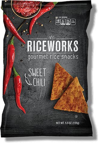 Riceworks Sweet Chili Gourmet Rice Crisps - Healthy Gluten-Free Snacks for Office, Travel & On-The-Go