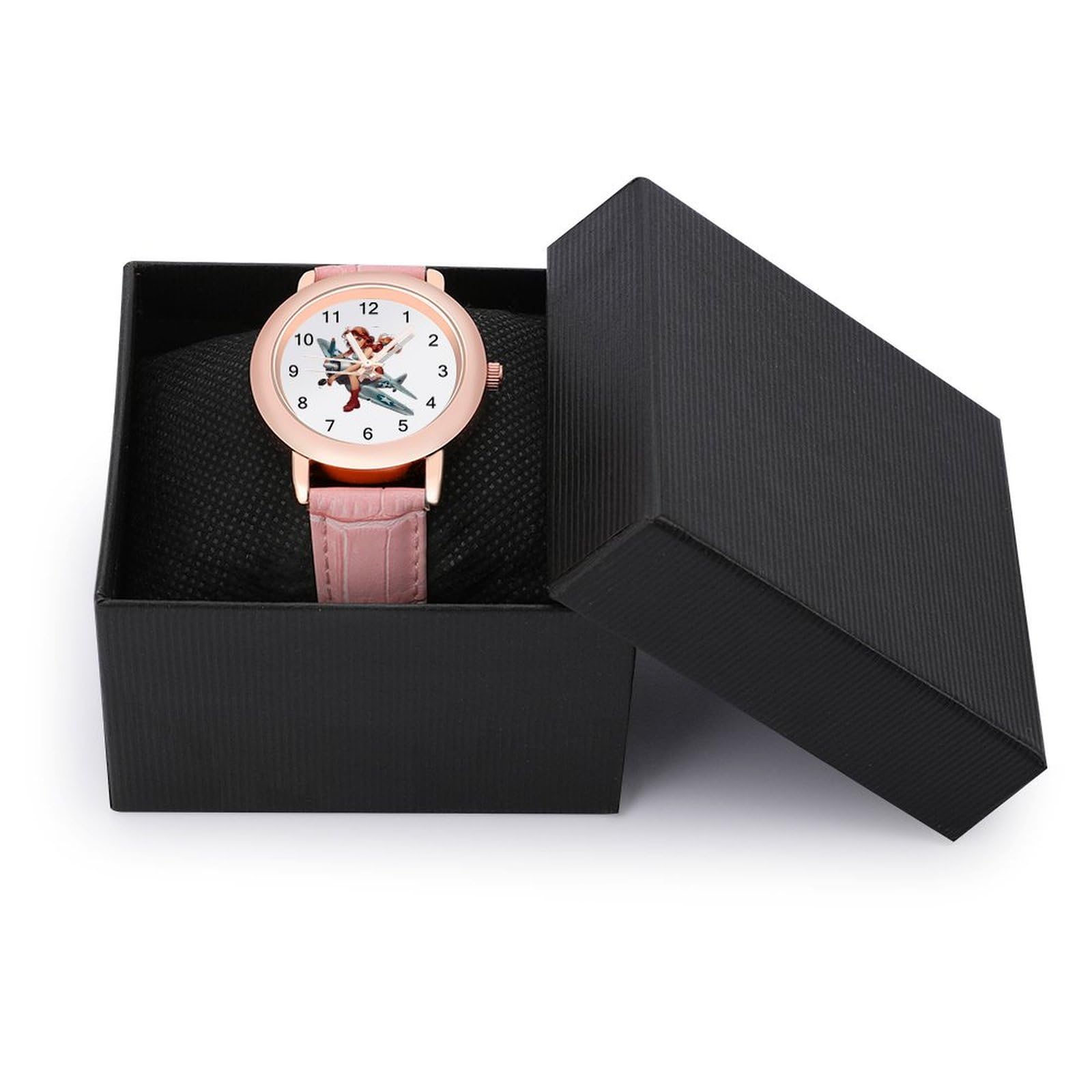 Pin Up Girl Bomber Women's Watch - Leather Strap Quartz Watch for Travel & Work