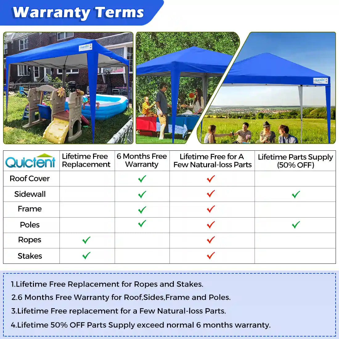 10' x 10' Instant Pop Up Canopy Tent with No Side Walls - Portable Outdoor Shelter for Camping, Beach, Picnics & Backyard Parties