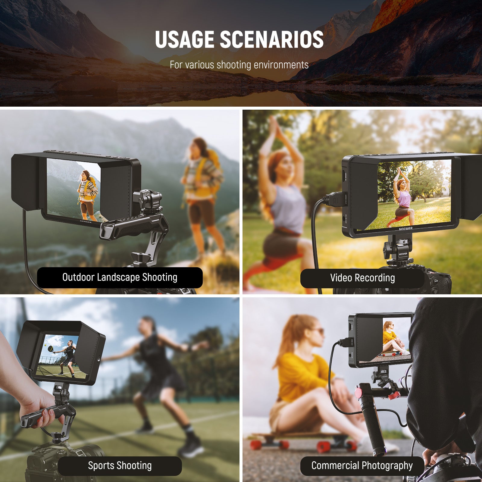 NEEWER MA007 Professional Monitor Sunshade Hood for F700 Camera Monitor - Perfect for Outdoor Photography & Videography Shooting