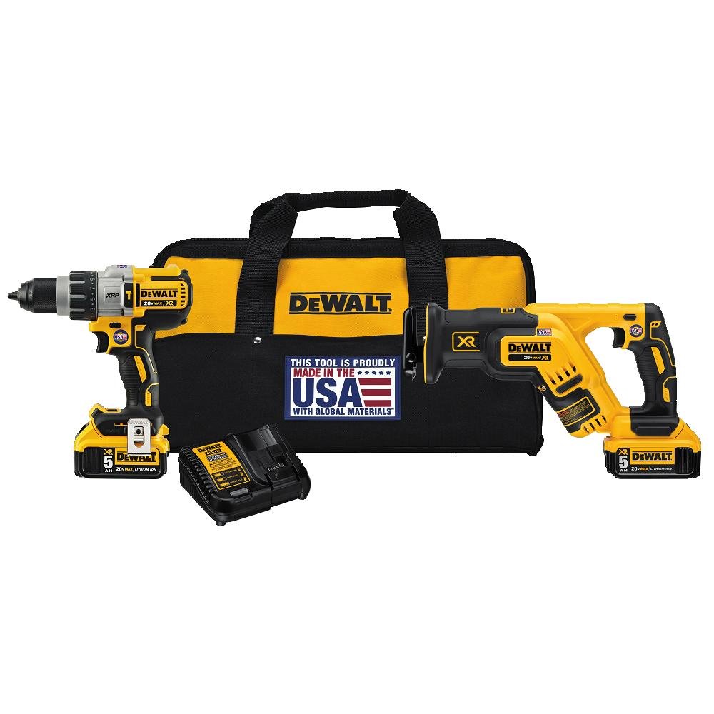 DEWALT 20V MAX* XR Brushless Cordless Drill Combo Kit with 5.0Ah Battery, 2-Tool Set (DCK294P2) - Perfect for DIY Projects, Home Repairs, and Professional Construction Work