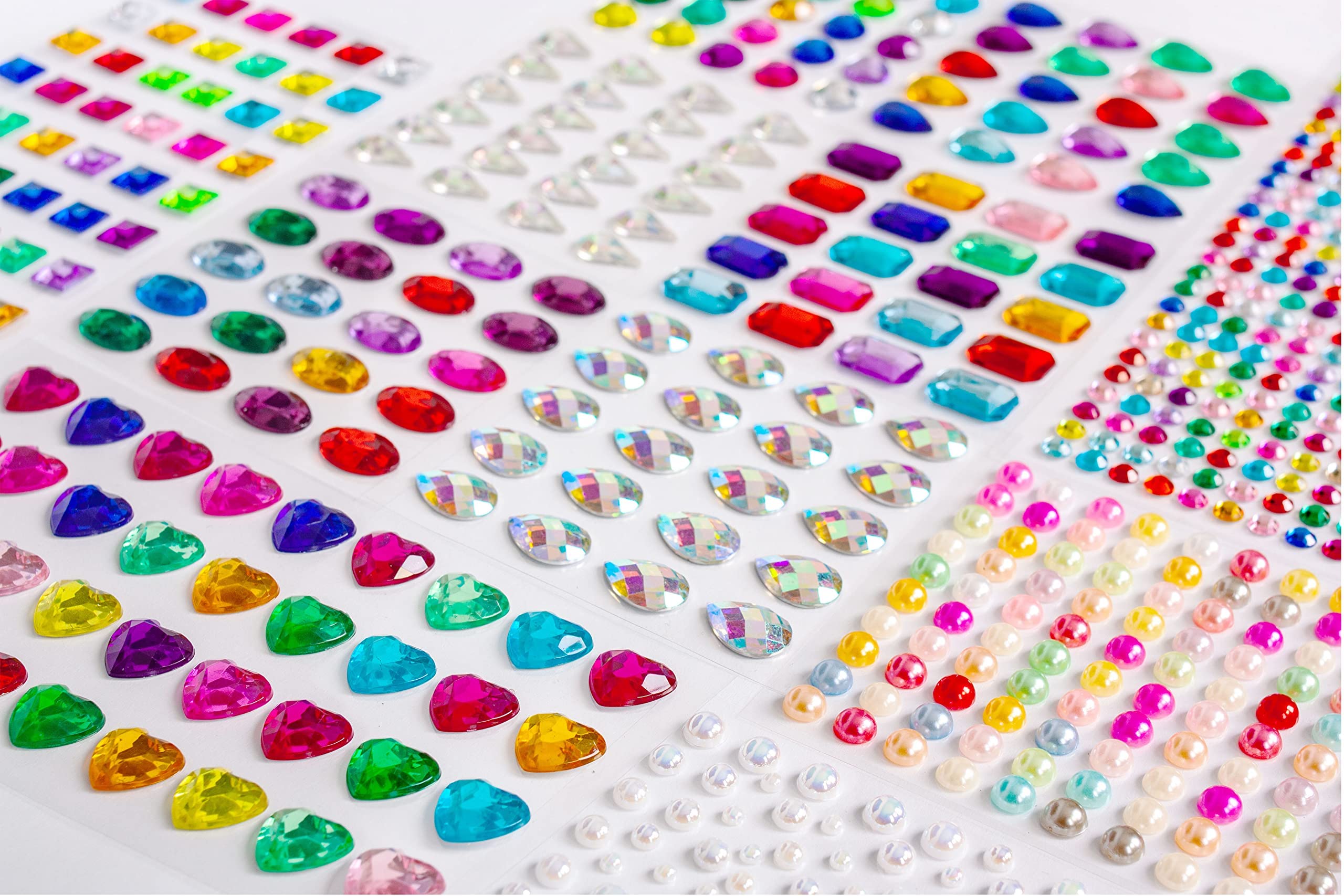 600+ Self-Adhesive Rhinestone Stickers for Crafts - Assorted Sizes & Multicolor Gem Stickers for DIY Jewelry, Scrapbooking, Nail Art & Home Decor