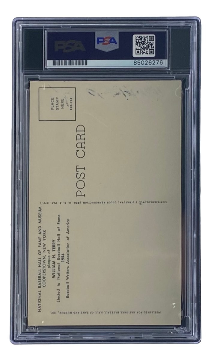 Bill Terry Autographed 4x6 New York Giants Hall of Fame Plaque Card with PSA/DNA Certification #85026276 - Perfect for Sports Memorabilia Collectors and Giants Fans