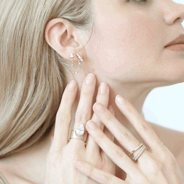 IN STOCK 7.25 Rotating Stone Demi Band Ring - Elegant Stackable Jewelry for Everyday Wear & Special Occasions