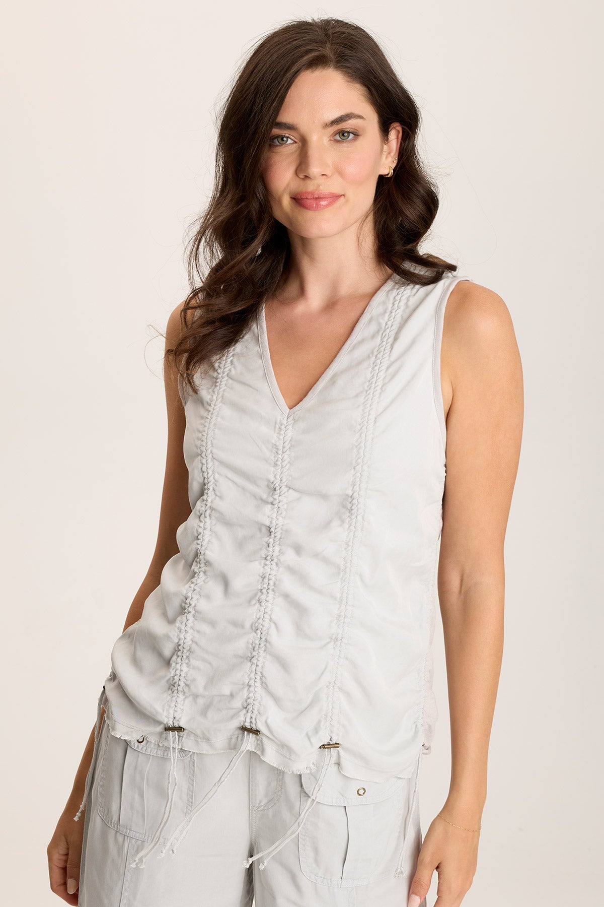 Mitzi Twill Cinched Cord Tank Top for Women - Stylish Summer Casual Wear - Perfect for Beach, Travel & Everyday Outfits