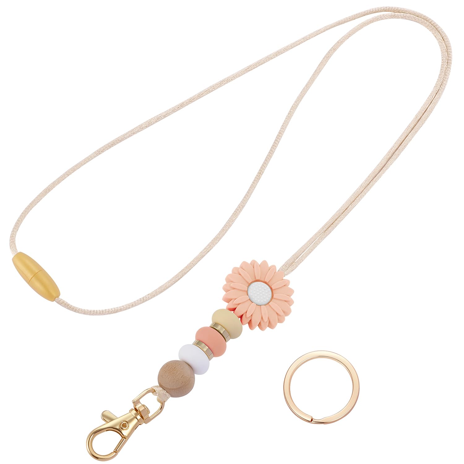 Teacher Lanyards for Keys & ID Badges - Flower Design for School & Office