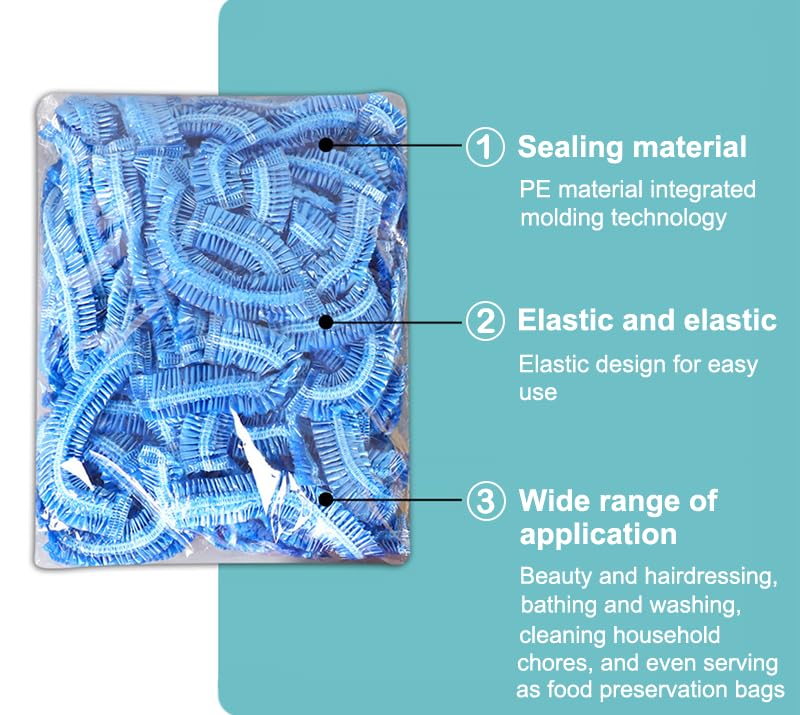 AKOAK 100 PCS Waterproof Shower Caps - Transparent, Thickened for Travel & Home Use