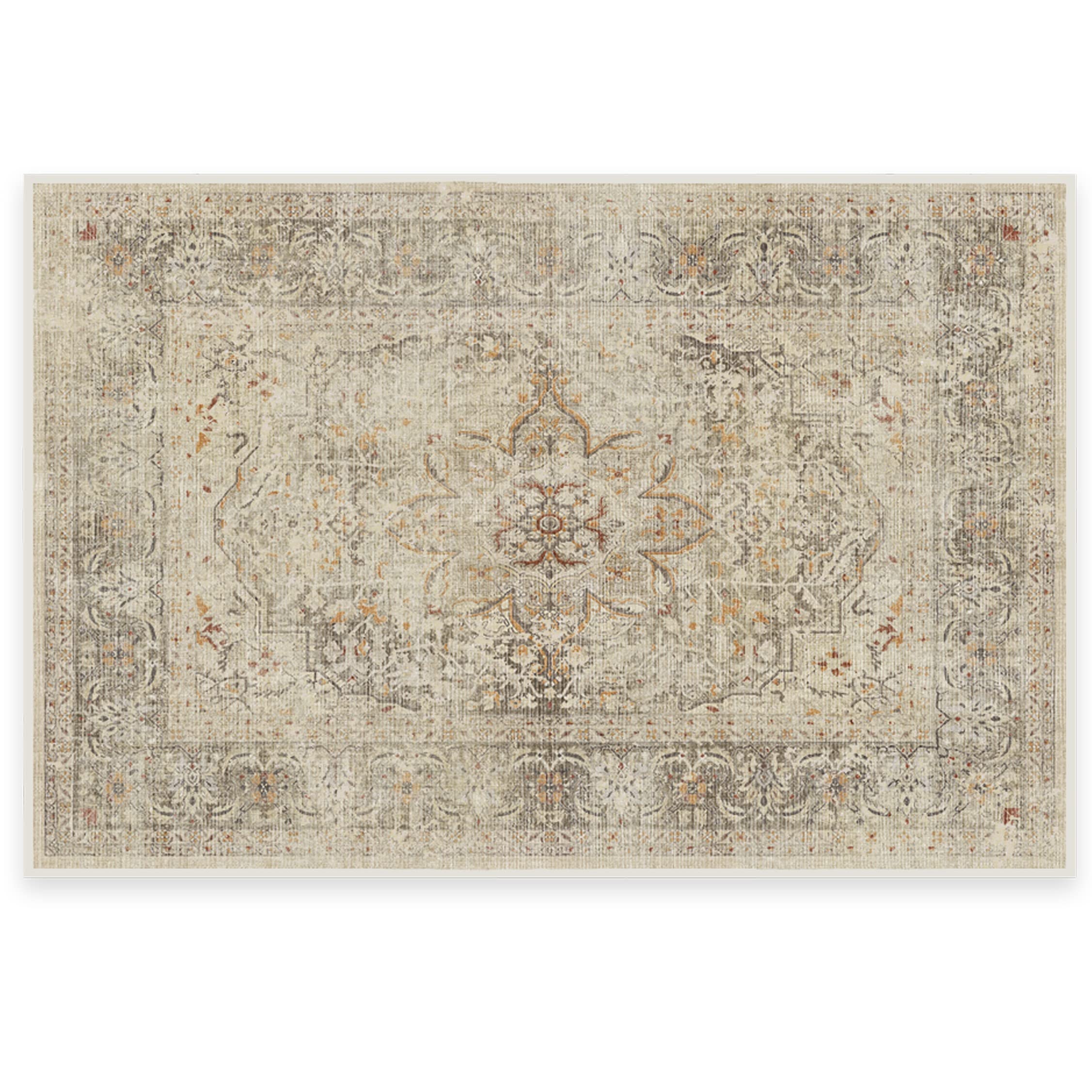 Ruggable Washable 2x3 Area Rug | Sarrah Hazel Vintage Design | Non-Slip Gripper Pad | Perfect for Living Room, Bedroom, Kitchen, Office & Classroom | Easy to Clean & Maintain