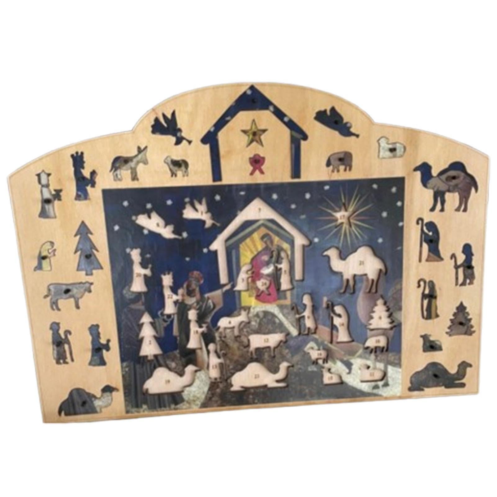 2024 Wooden Nativity Advent Calendar - 24-Day Christmas Countdown Calendar, Family-Friendly Wooden Toy Set for Teens & Adults | Perfect for Holiday Decor, Birthday Gifts & Festive Countdowns