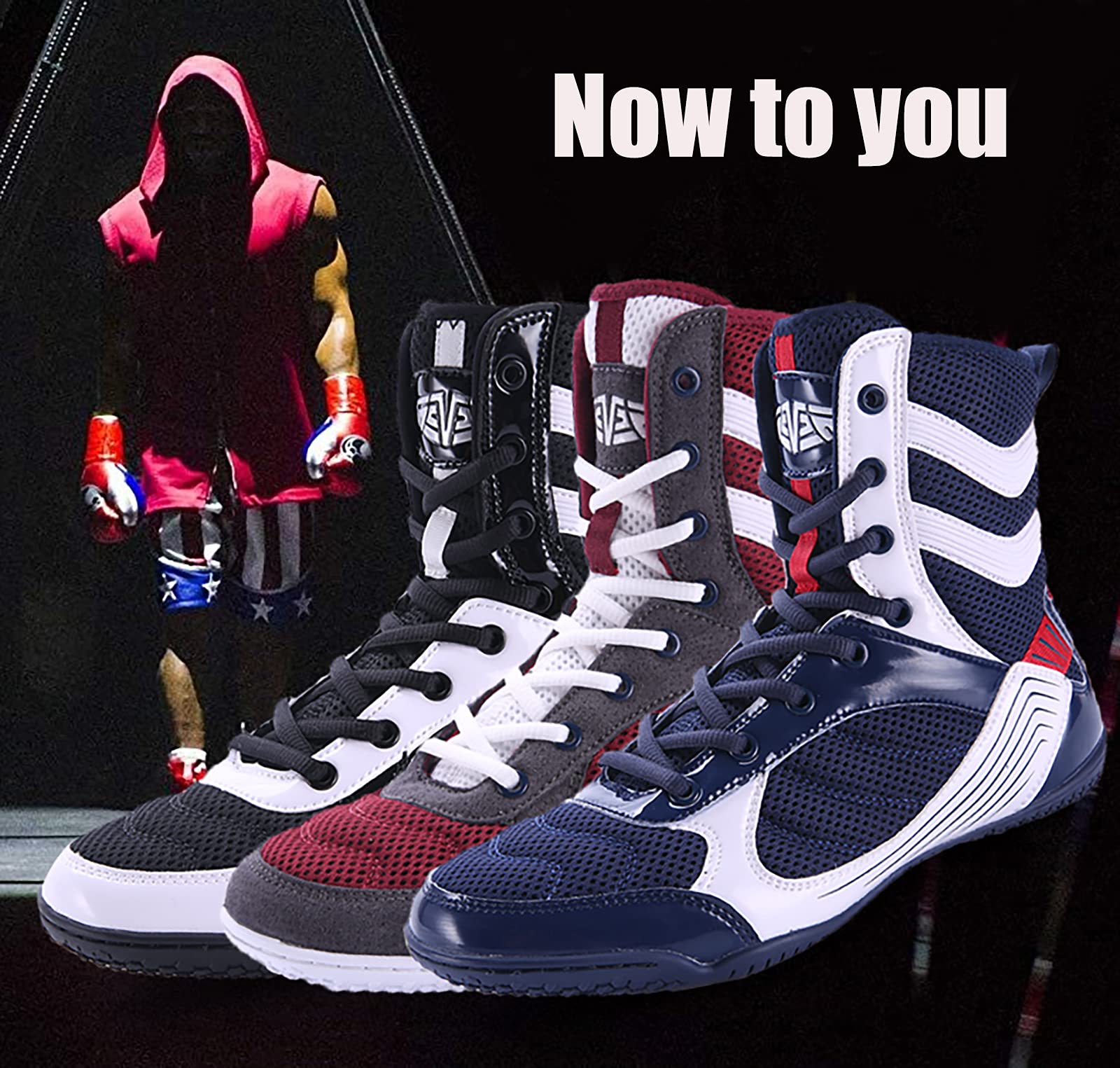 High Traction Men's & Women's Boxing Wrestling Shoes - Non-Slip Weightlifting & Combat Training Shoes for Gym, Competition & Squat Workouts - Perfect for MMA, CrossFit & Fitness Training
