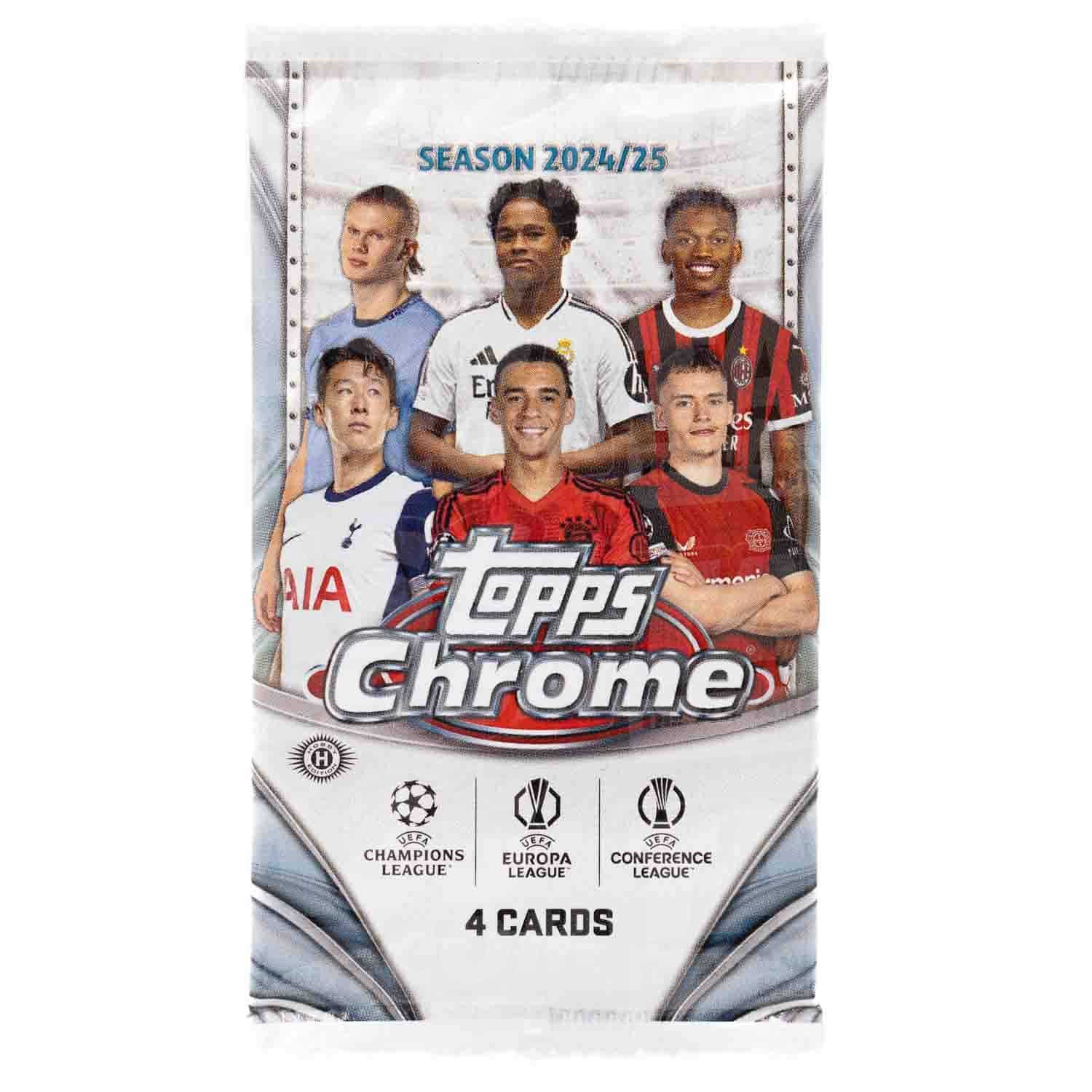 2024-25 Topps Chrome UEFA Club Competitions Soccer Hobby Pack - Single Pack | Collectible Soccer Trading Cards for Fans & Collectors | Perfect for Gifts, Tournaments, and Card Shows