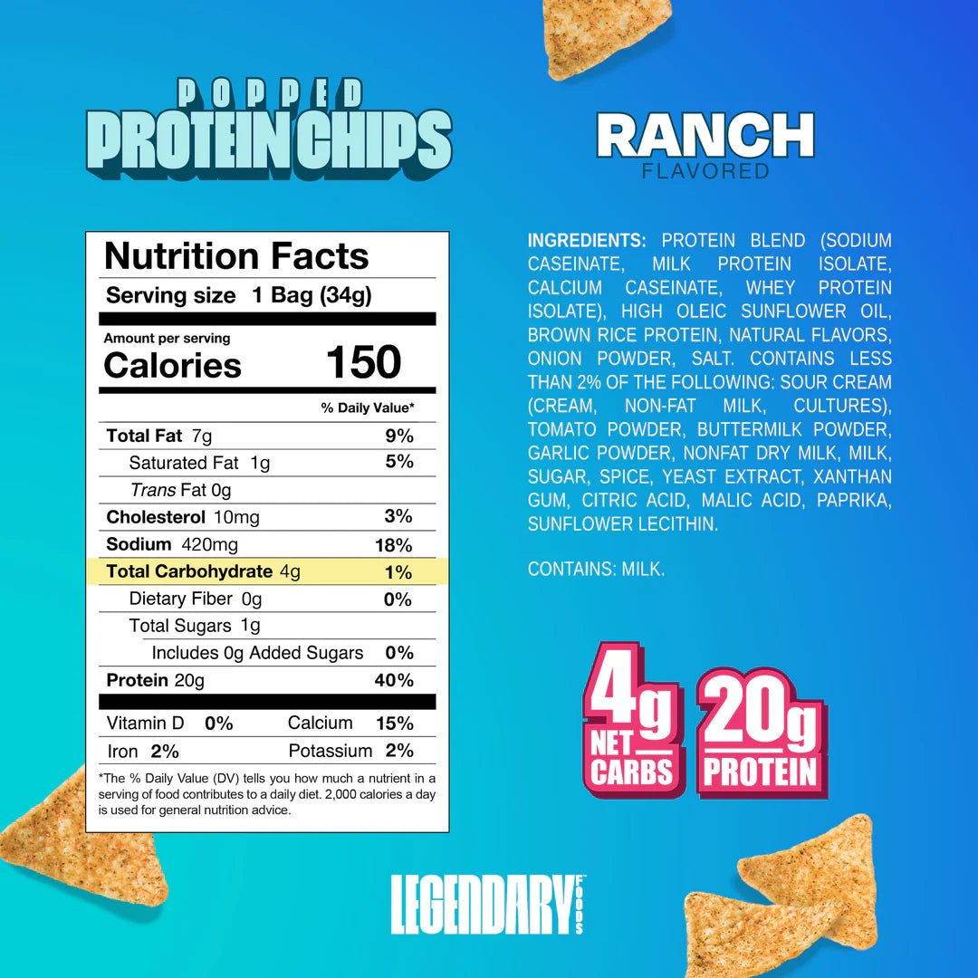 Legendary Foods Popped Protein Chips - 7 Pack Variety | High Protein Low Carb Snacks for Keto Diet & Healthy Lifestyle | Perfect for Office, Gym & On-the-Go