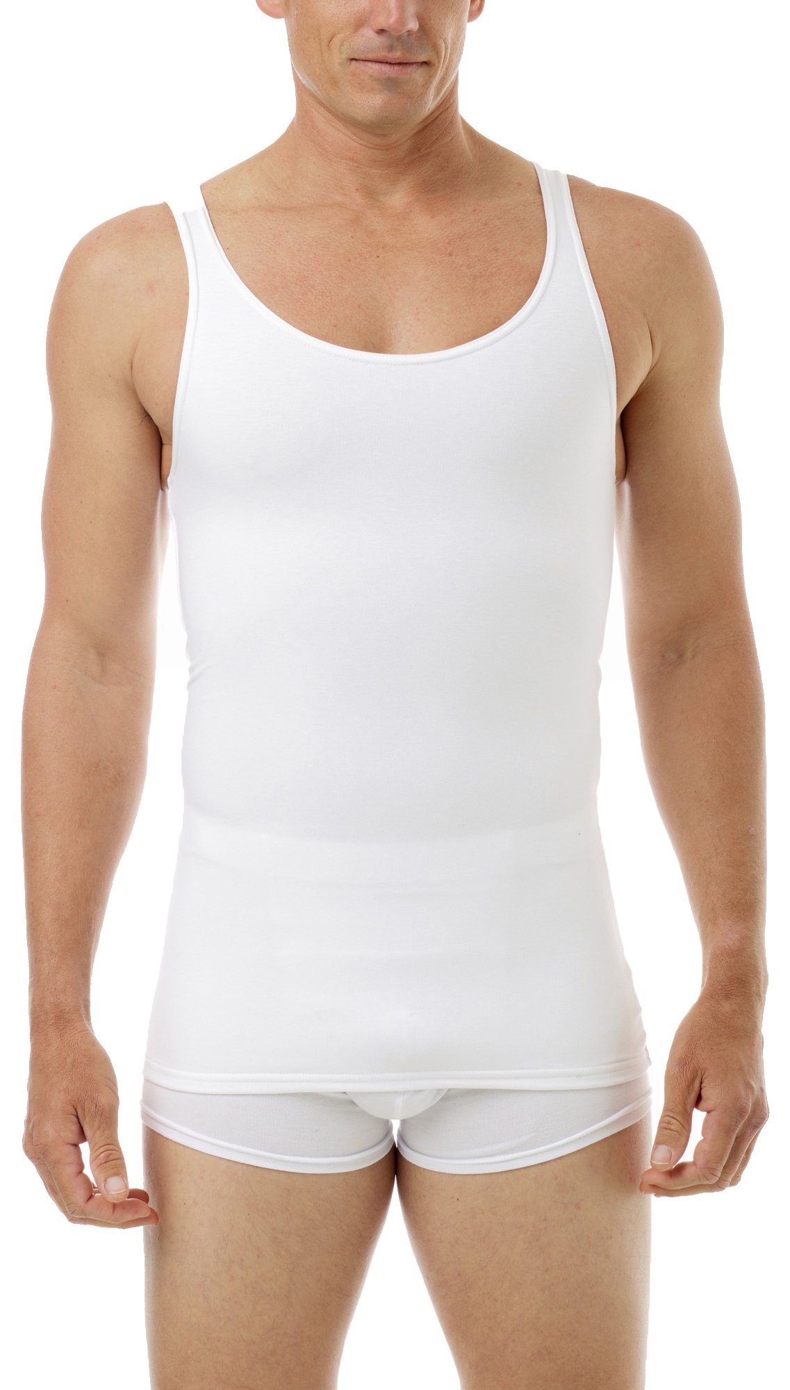 Underworks Cotton Concealer Compression Tank Top 3-Pack for Men - Breathable Slimming Undershirts for Gynecomastia & Post-Surgery Support - Ideal for Everyday Wear, Workouts & Layering