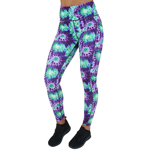 Vibrant Tie Dye Leggings for Women - High Waisted Yoga Pants with Pockets - Soft Stretchy Workout Leggings for Running, Gym & Lounge Wear