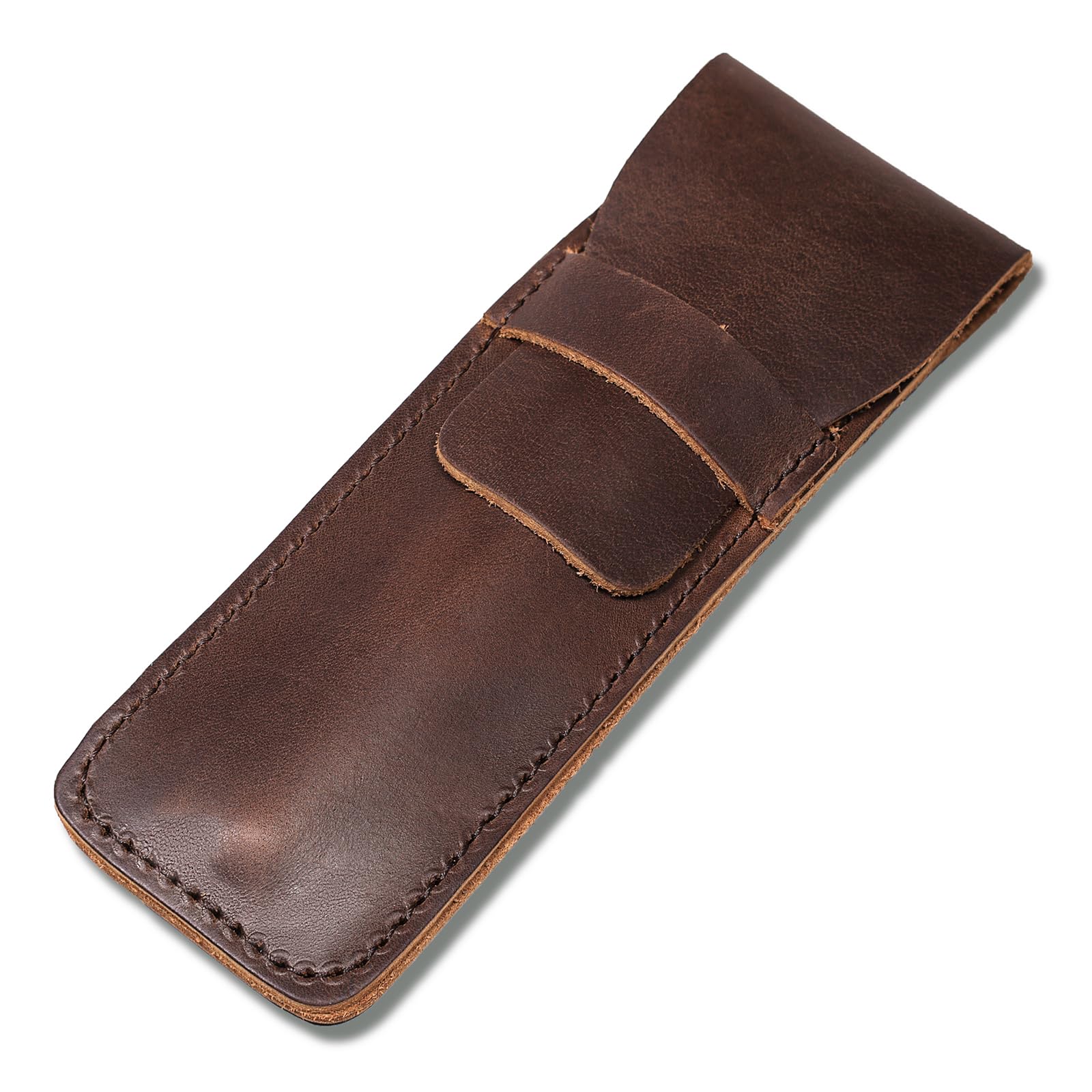 DK86 Genuine Leather Pen Case Holder - Premium Fountain & Multi-Pen Pouch with Protective Sleeve (Small, Coffee Brown) - Perfect for Office, School & Travel Organization