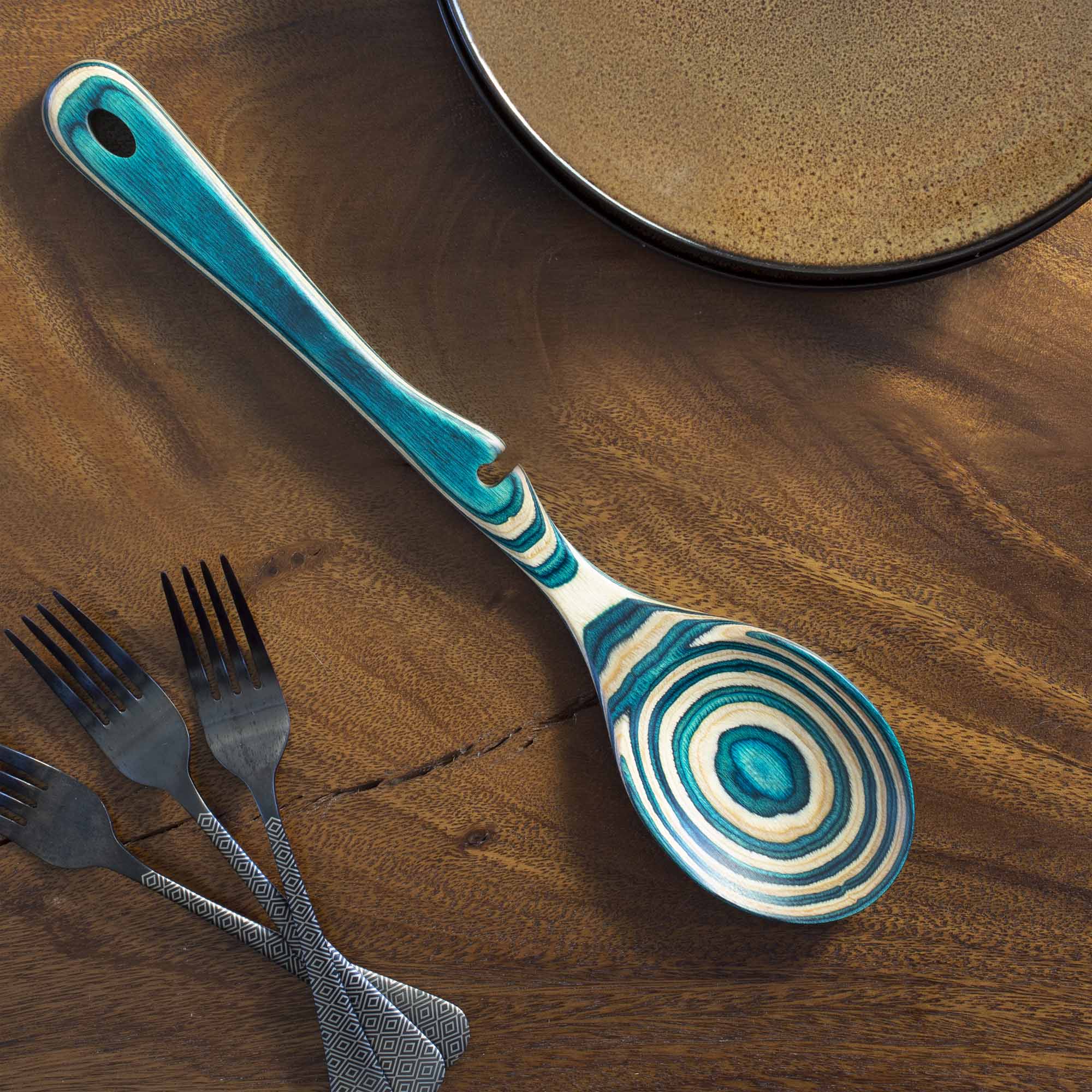 Baltique® Mykonos Collection Notched Cooking Spoon - Premium Wooden Kitchen Utensil for Sauteing, Stirring & Serving - Perfect for Pasta, Soups & Sauces